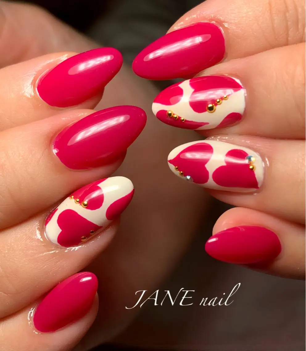 ネイル フットネイル ハート キラキラネイル ハンドネイル Nail Salon JANEのネイルデザイン
