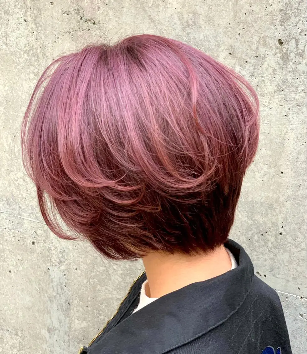 ショート カラー ラベンダーカラー ラベンダーピンク ピンクカラー カット ヘアカラー トリートメント 一ノ瀬 暁のヘアスタイル