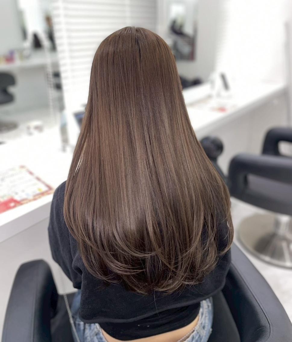 ロング ヘアカラー トリートメント レイヤーカット 🇰🇷🩶福岡天神のヘアスタイル