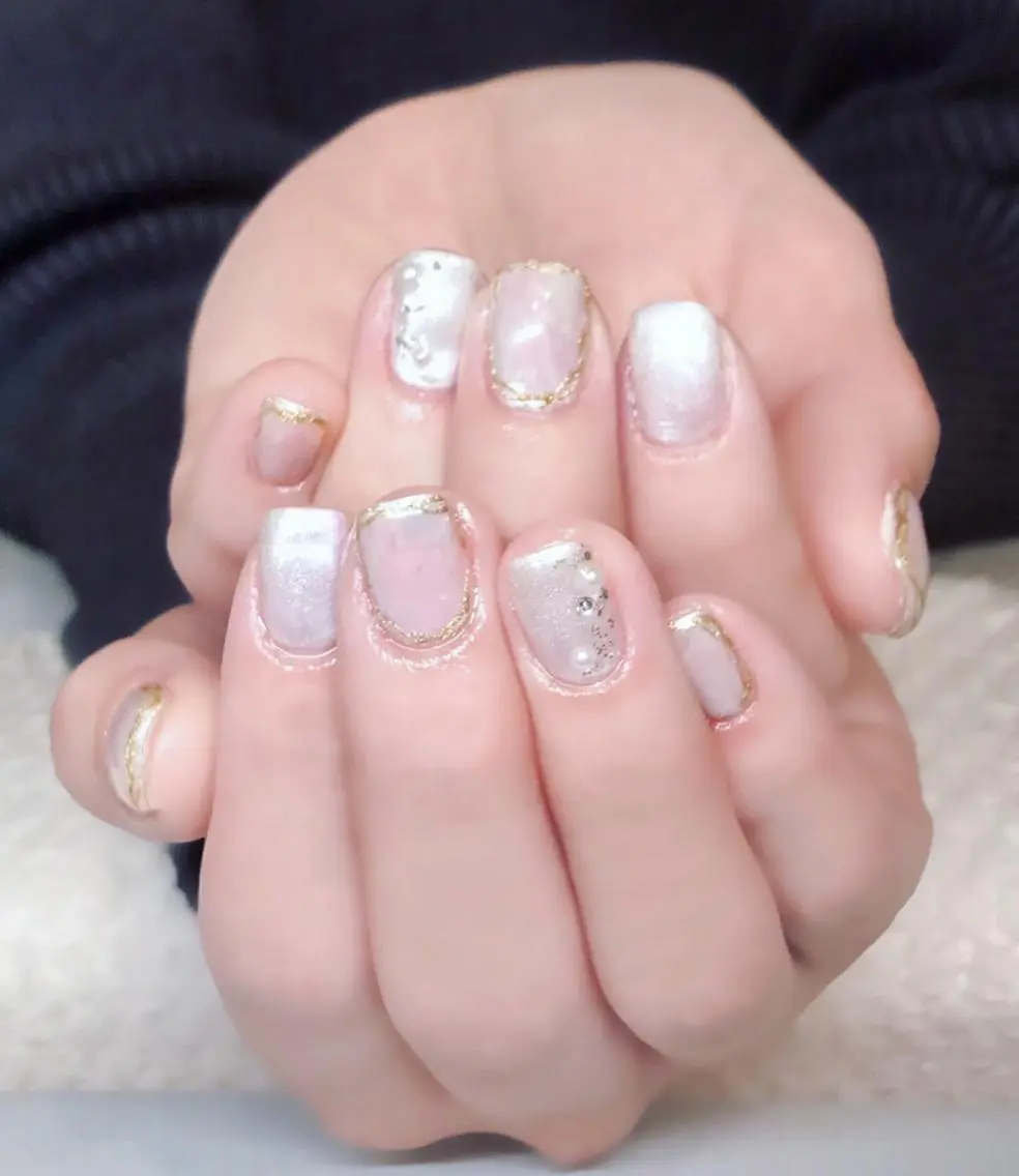 ネイル ジェルネイル オフィスネイル パステルネイル ホワイト Nyanco Nailのネイルデザイン