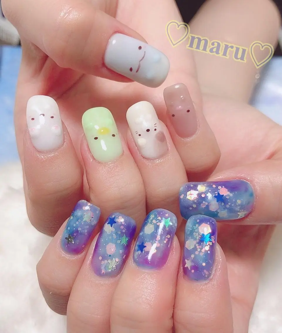 ネイル ブルー ハンドネイル フットネイル まるみ ♡のその他イメージ