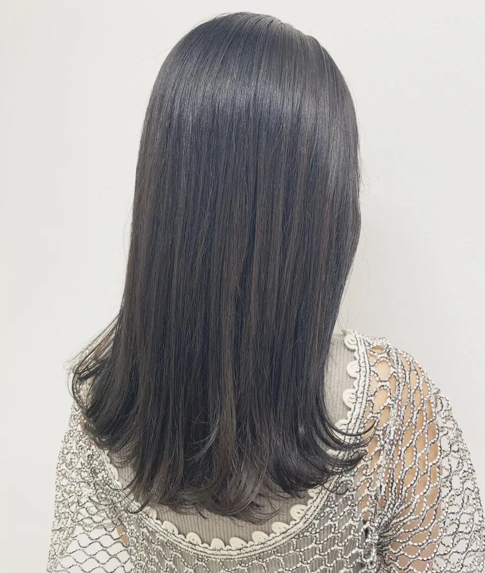 セミロング カラー 縮毛矯正 ブリーチなし透明感 🍀梅田・増田のヘアスタイル