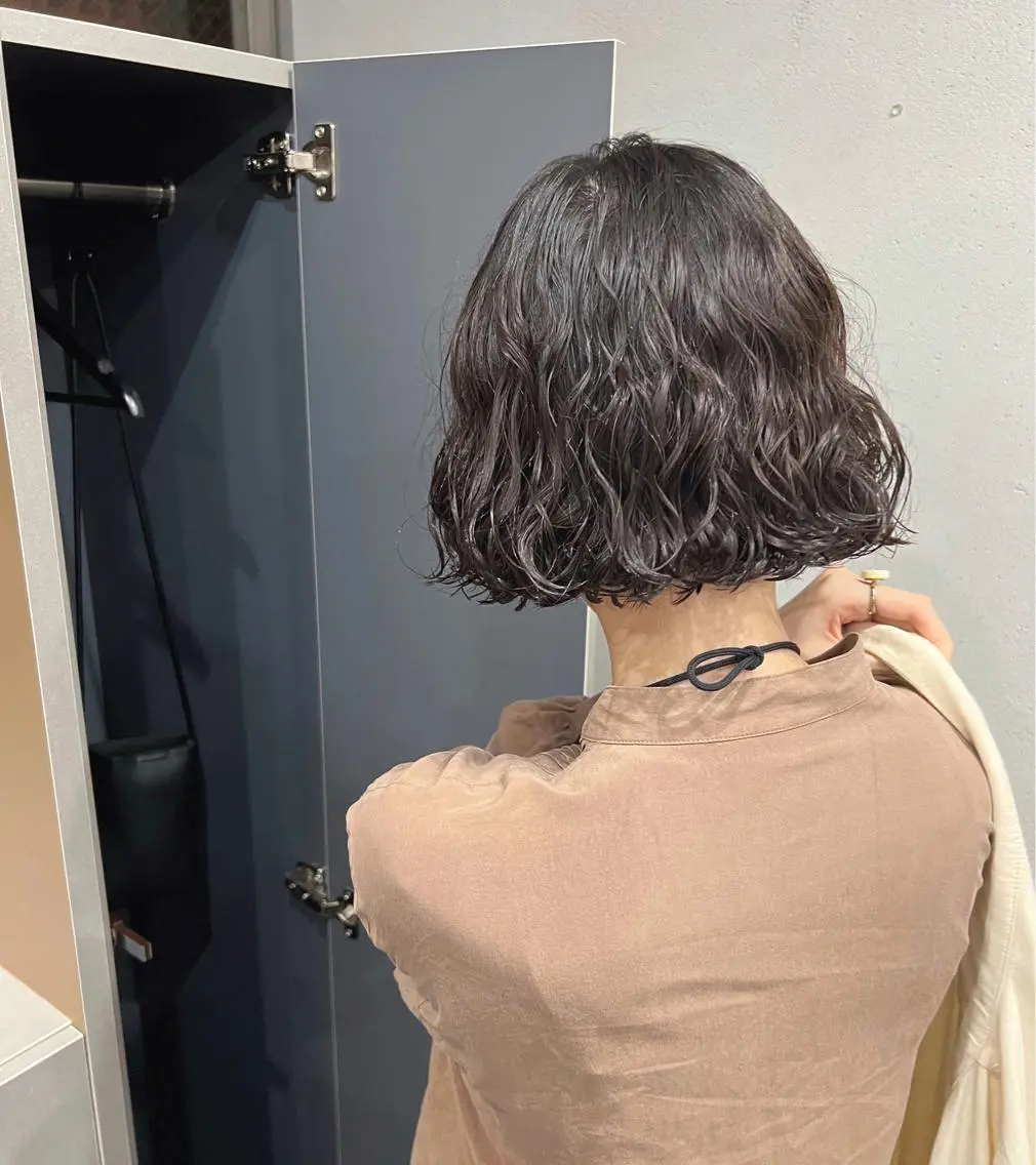 ショート パーマ カット パーマ トリートメント ボブパーマコテ巻き風 パーマNo1深江秀平のヘアスタイル