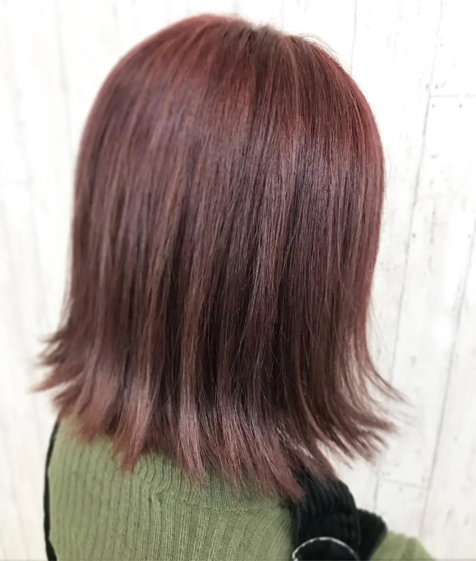 ミディアム カラー レッドカラー ボブ kazufumi ..のヘアスタイル