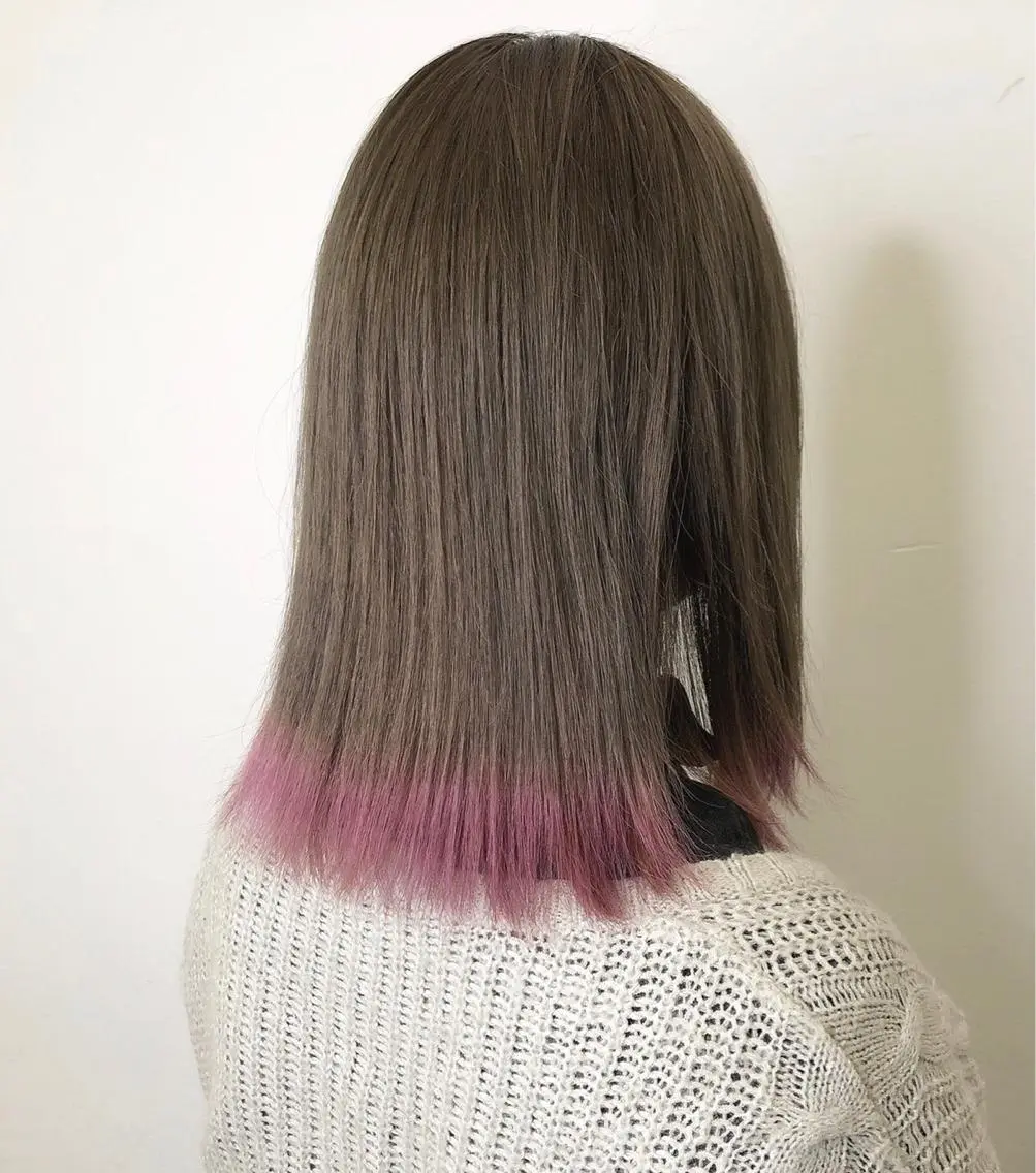 カラー ピンクカラー メンズ レイヤー ウルフ 弓木啓輔のヘアスタイル