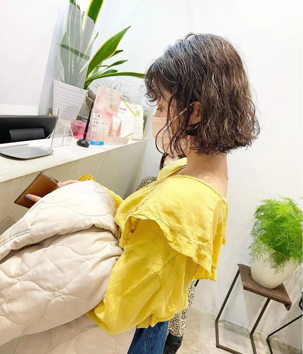 ミディアム パーマ ミディアムパーマ ボブ 吉川 陽菜のヘアスタイル