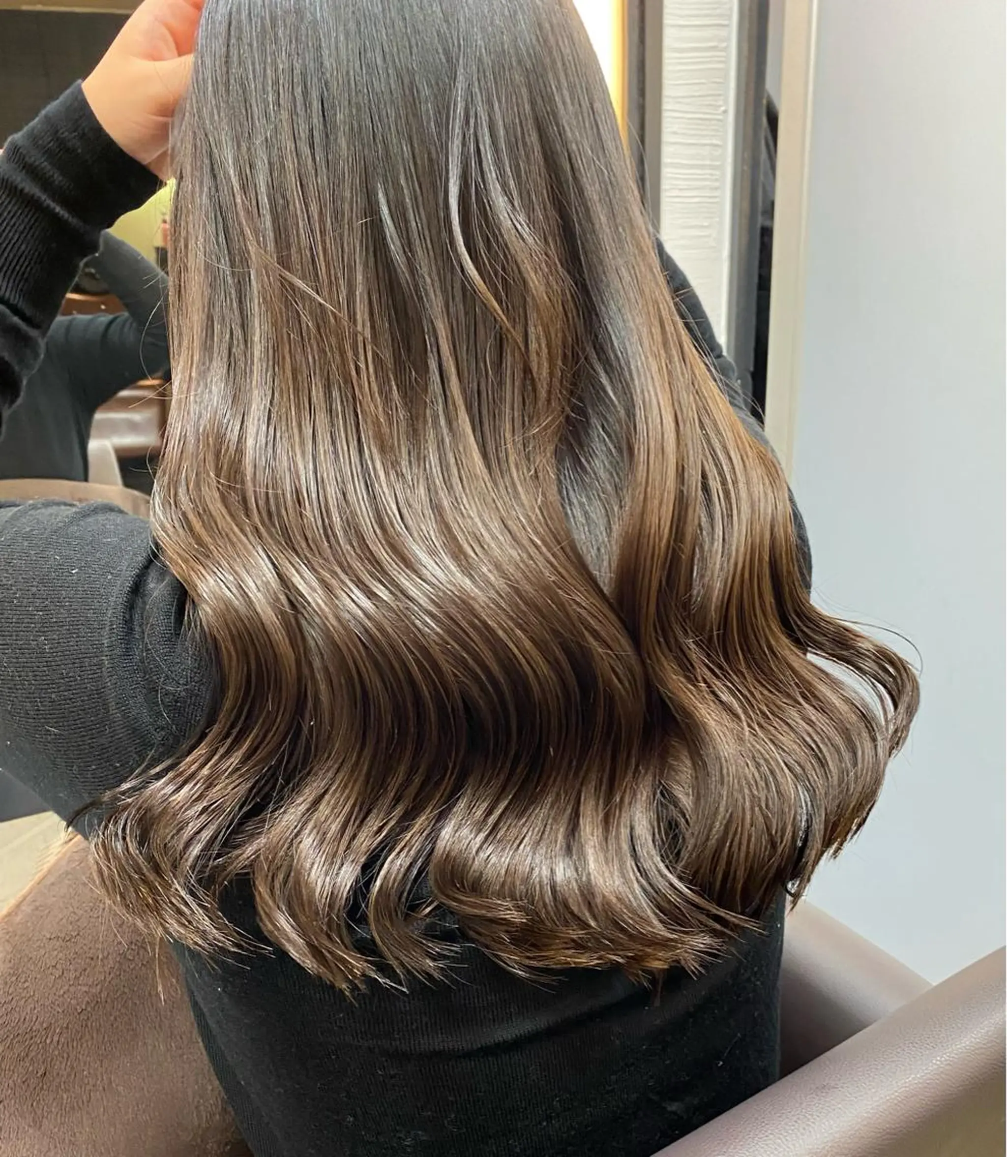 ロング カラー ベージュカラー ヨシンモリ 韓国風ヘア ボブ/縮毛矯正/ レイヤー/塚田のヘアスタイル