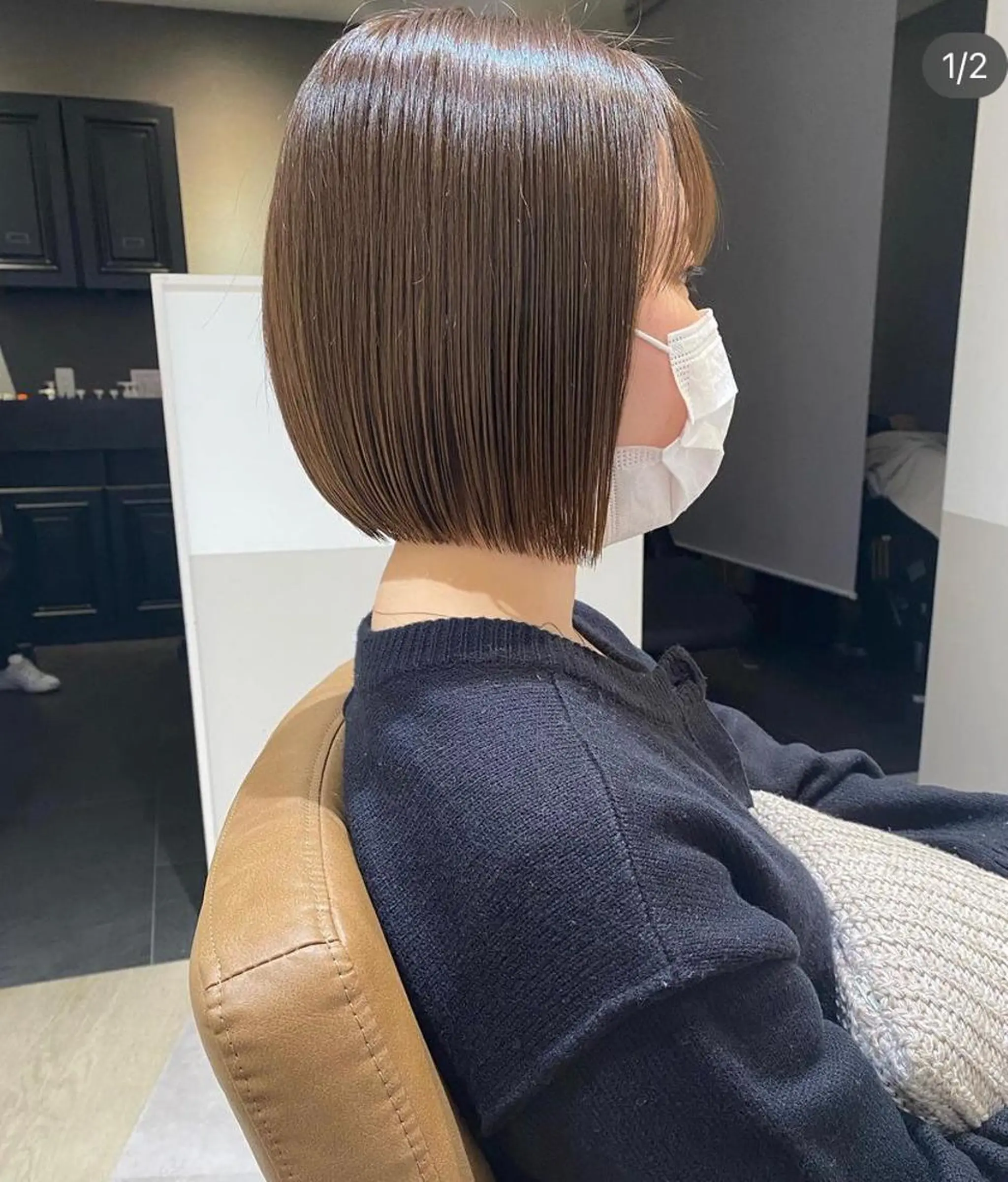 ミディアム カラー ボブ クロスパーマ🥇韓国 ヘア🇰🇷濵田航希のヘアスタイル