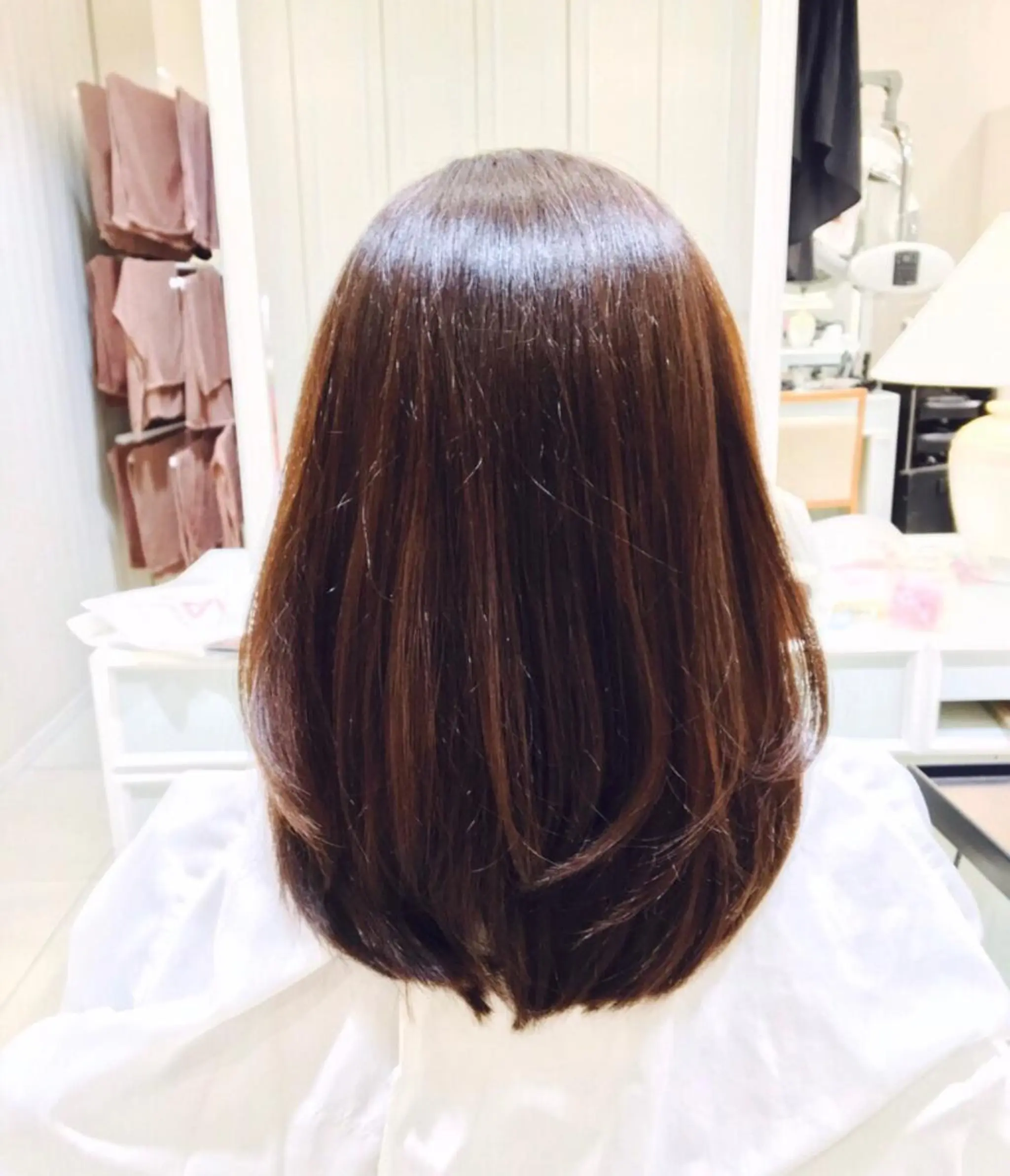 ミディアム カラー ベージュカラー ピンクカラー ピンクベージュ Miku🪄💫 フェイスレイヤーのヘアスタイル