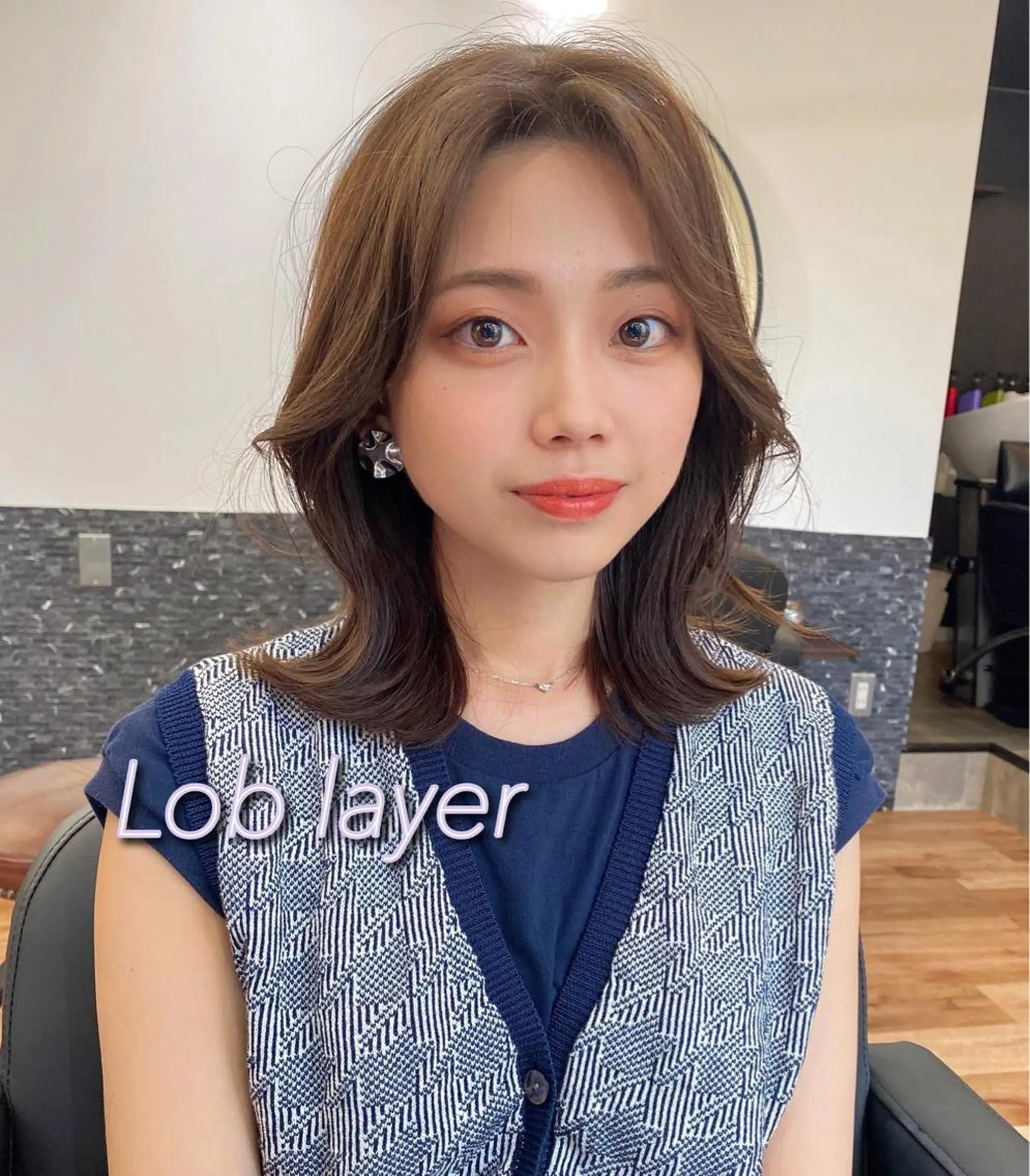 ミディアム カラー ベージュカラー くびれヘア 伸ばしかけ 似合わせレイヤー 🇰🇷荒木洋文のヘアスタイル