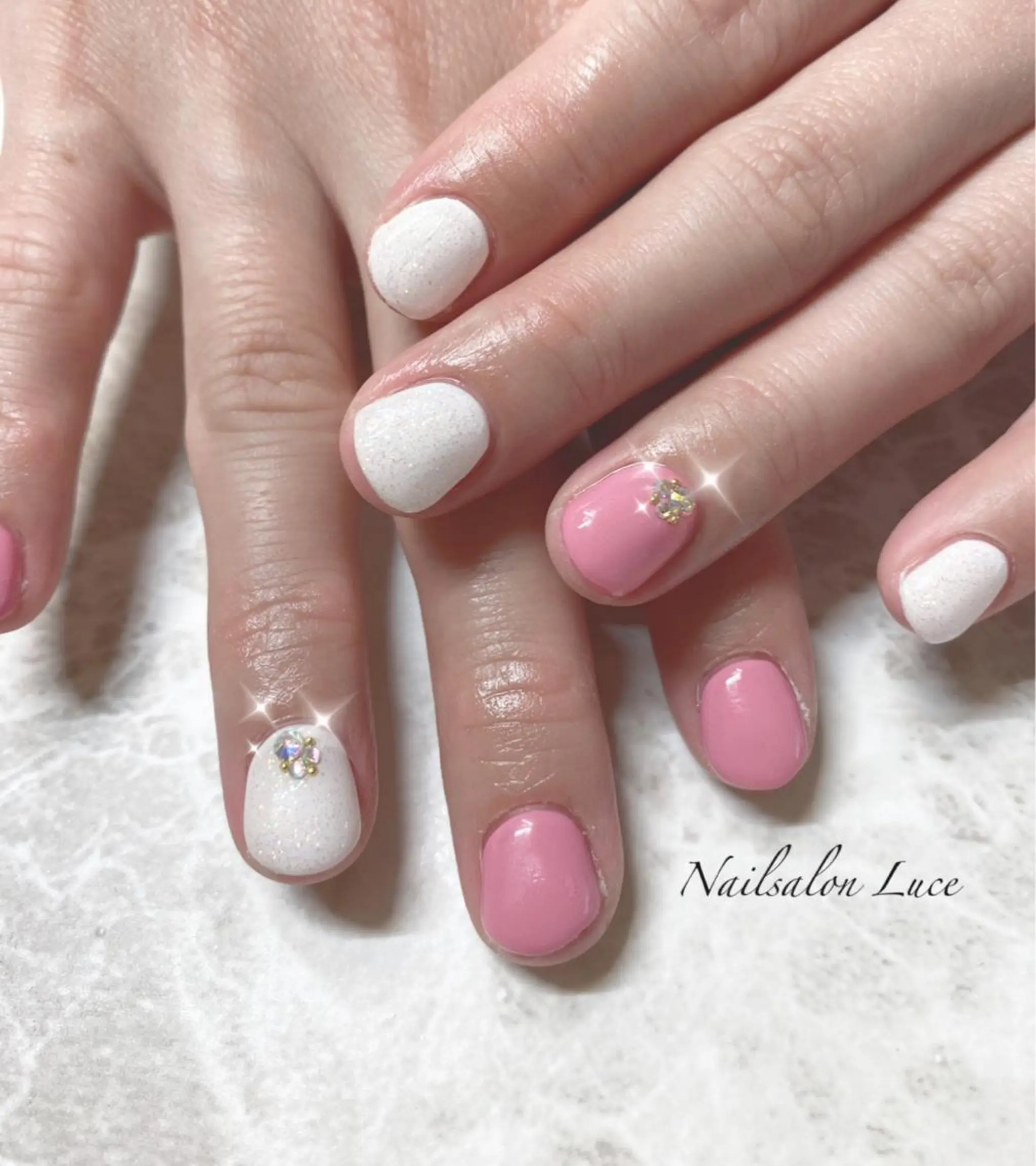 ネイル ジェルネイル ワンカラーネイル ピンク ショートネイル まつ毛、ネイル& 脱毛サロン　Lのマツエク・マツパデザイン