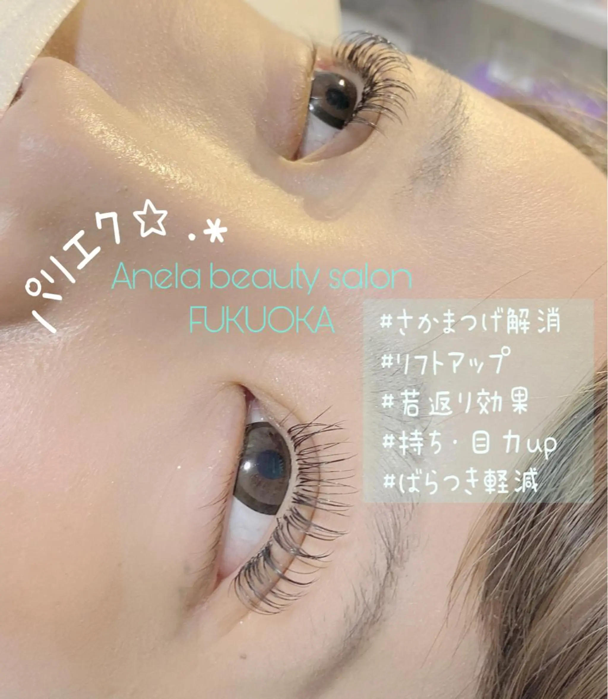 マツエク・マツパ ケラチンラッシュリフト 付け放題 パリジェンヌラッシュリフト Anela 博多/春吉のマツエク・マツパデザイン