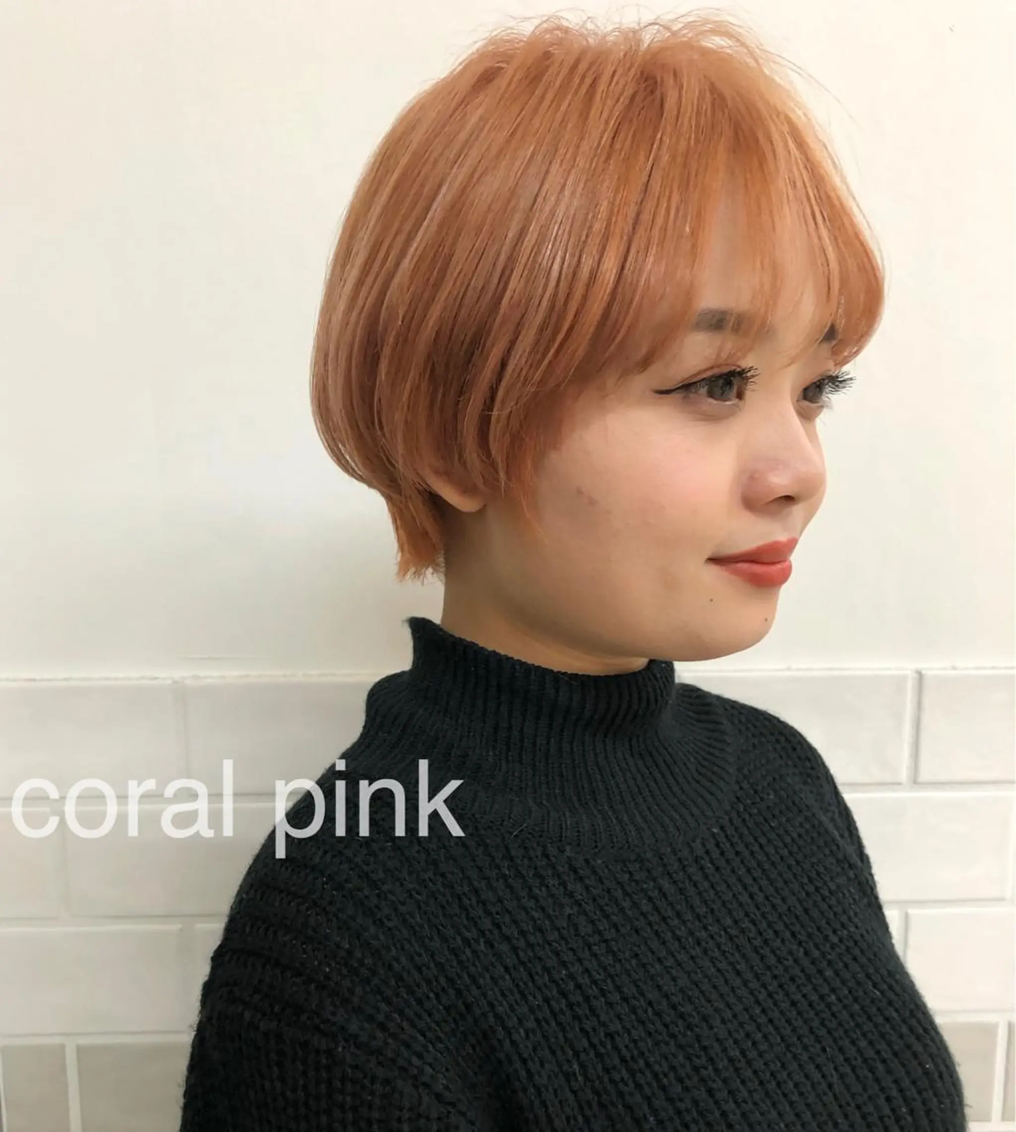 ショート カラー オレンジ ピンクカラー ヘアカラー 相川 愛実のヘアスタイル