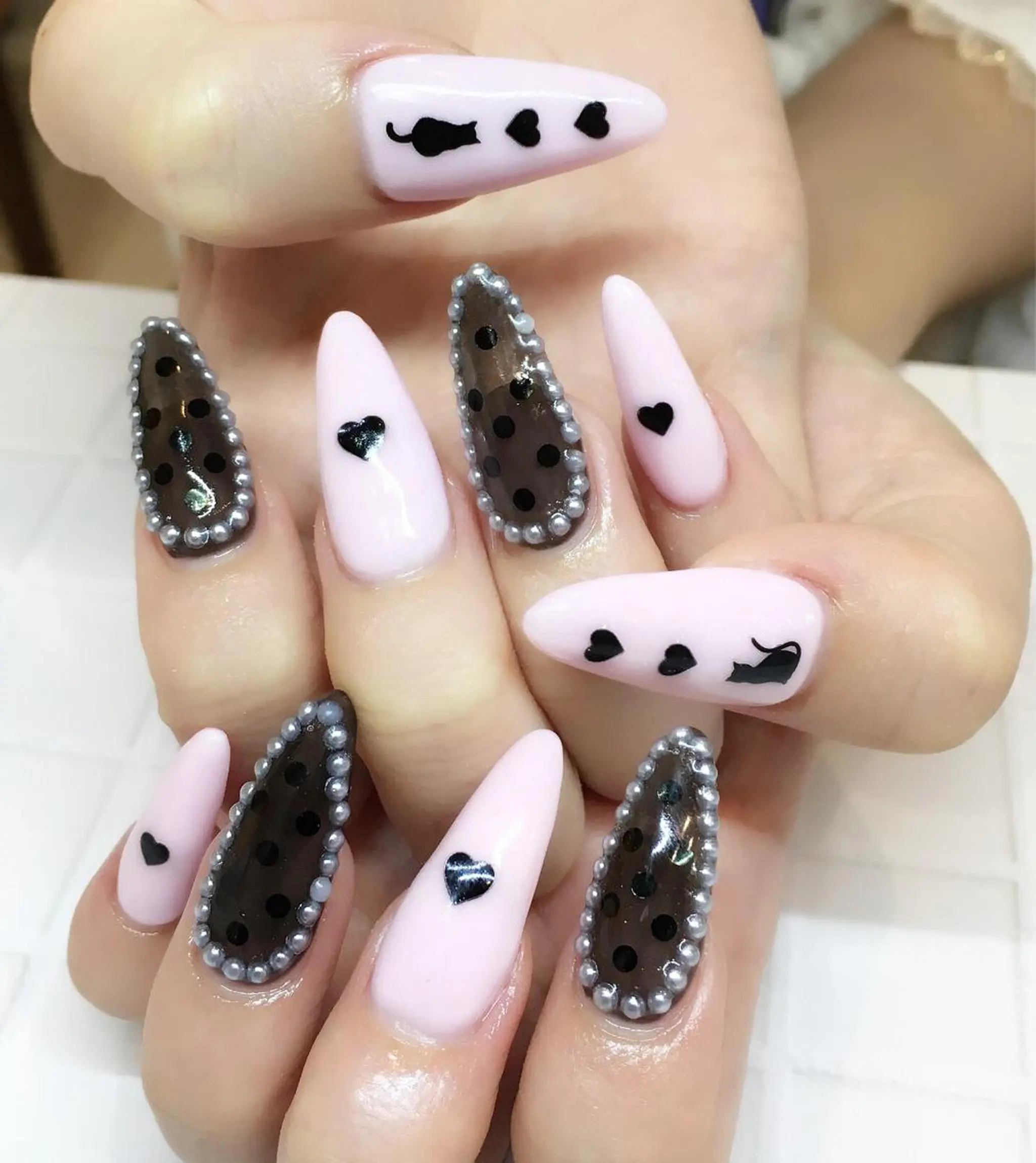 ネイル ハロウィン 持ち込み ピンク スカルプネイル nail salon Soeurのネイルデザイン