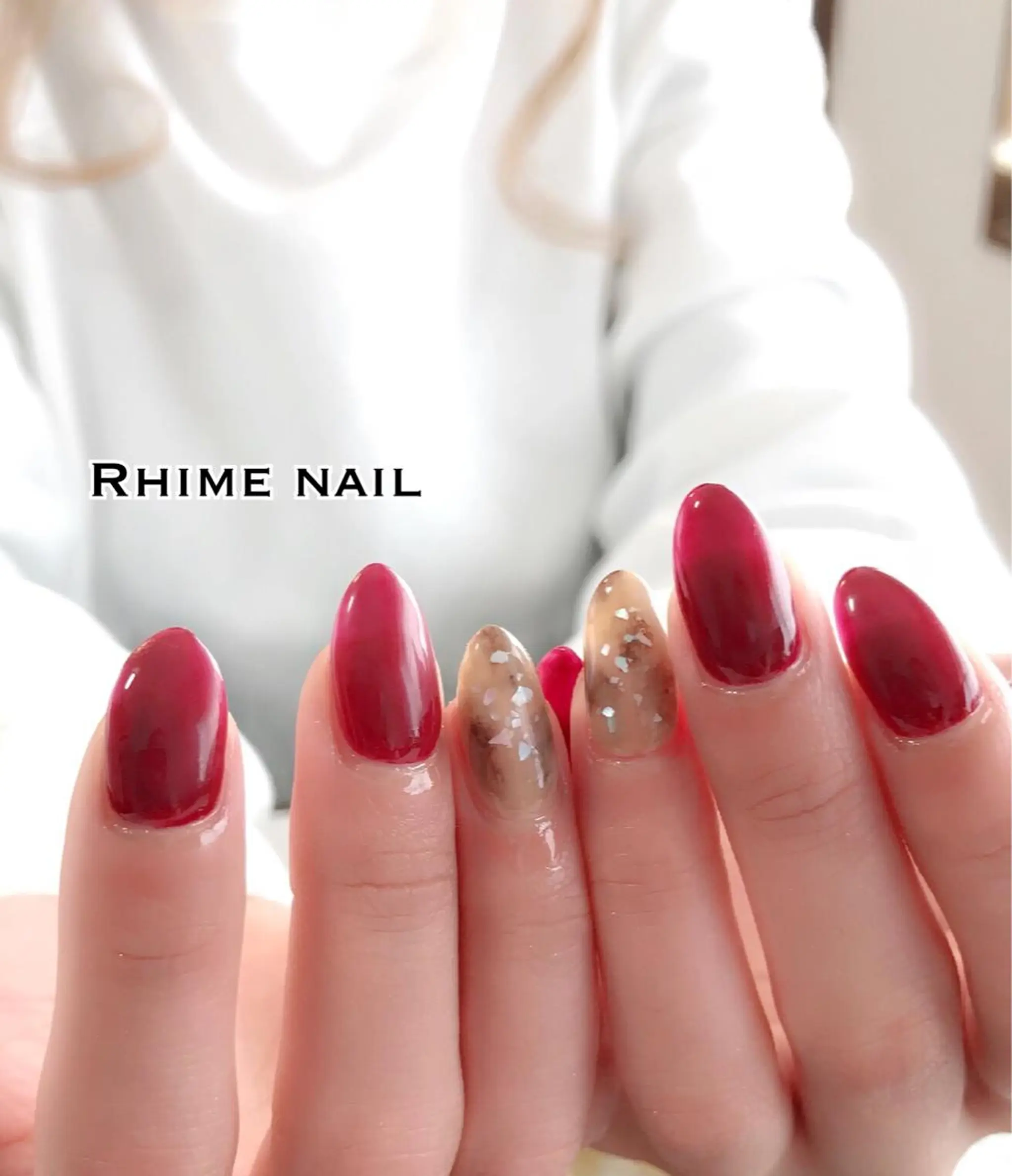 ネイル アートネイル ボルドー ブラウン 卒業式 春ネイル Rhime nail ライムネイルのネイルデザイン