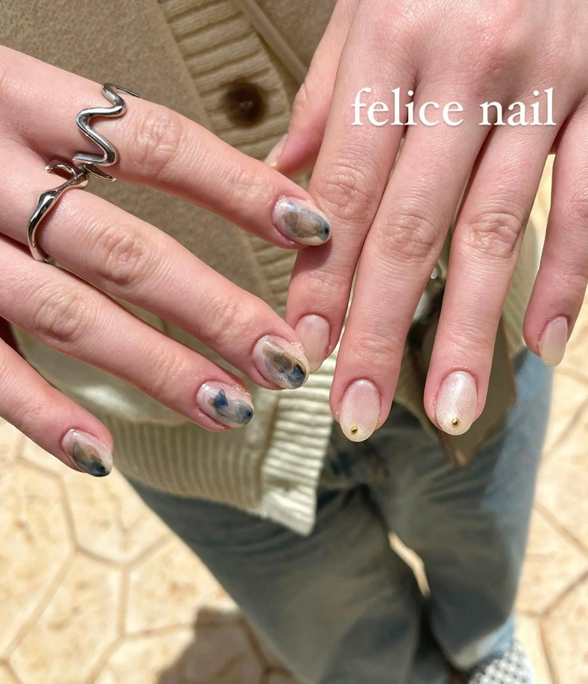 ネイル ジェルネイル マグネットネイル ニュアンスネイル オフィスネイル パラジェル felice nailのネイルデザイン