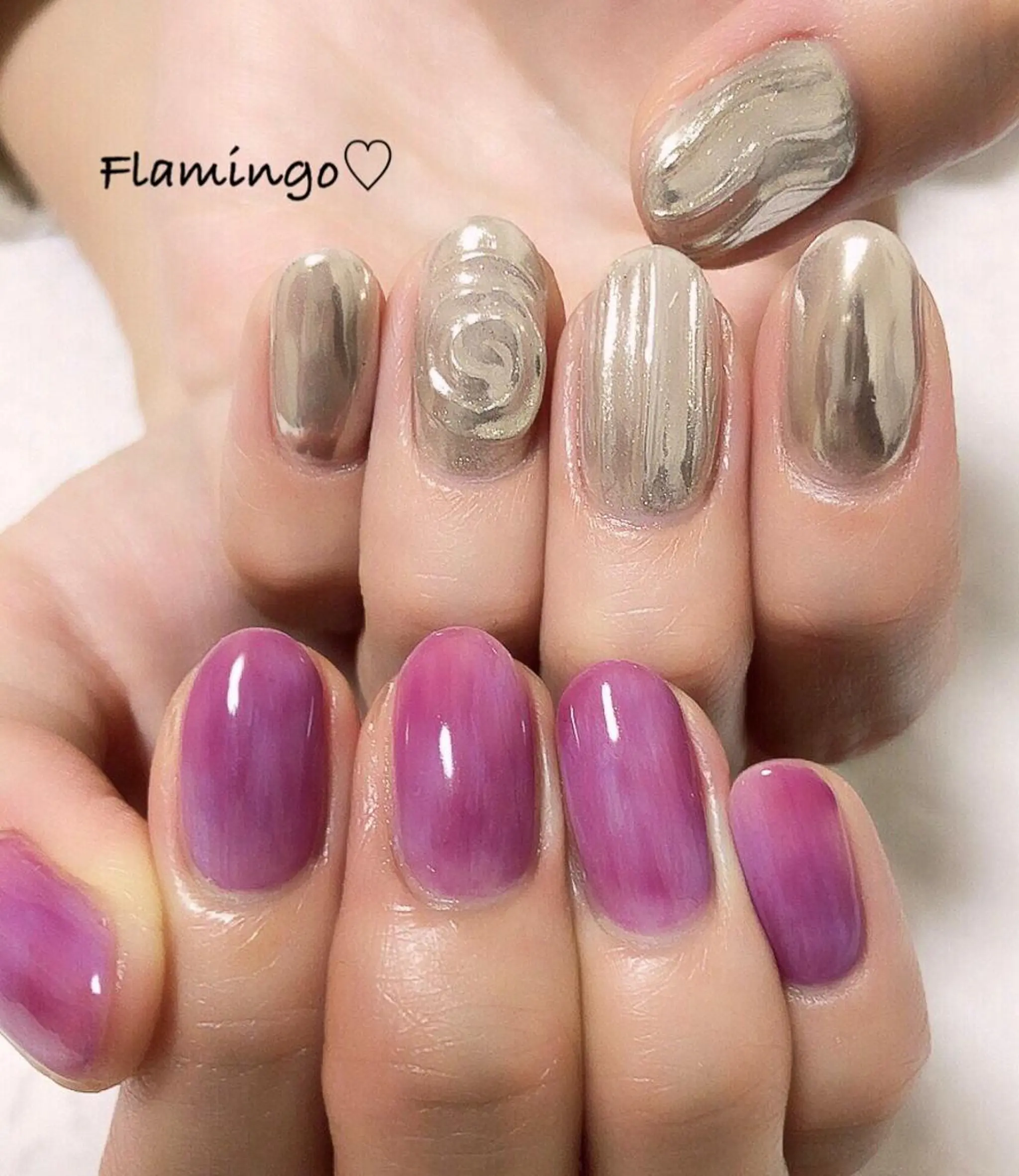 ネイル ジェルネイル グラデーション キラキラネイル ミラーネイル ニュアンスネイル フィルイン／自爪育成 ／爪に優しい施術のネイルデザイン