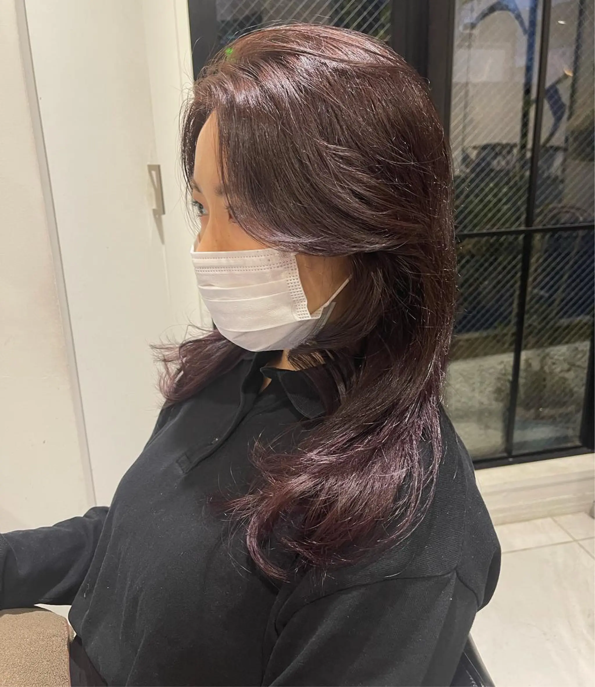 セミロング カラー ラベンダーカラー ラベンダー/レイヤー スタイル🤎mamiのヘアスタイル
