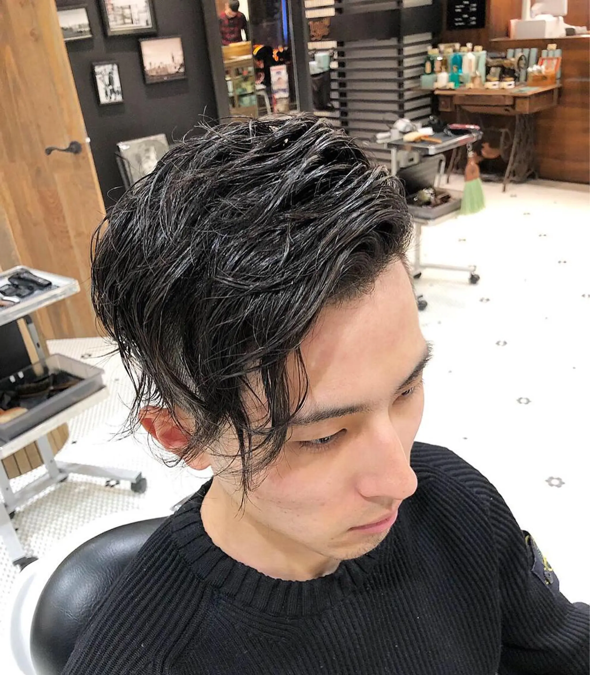 ショート パーマ メンズ カット無料/髪質改善 髪質根本改善/艶髪のヘアスタイル