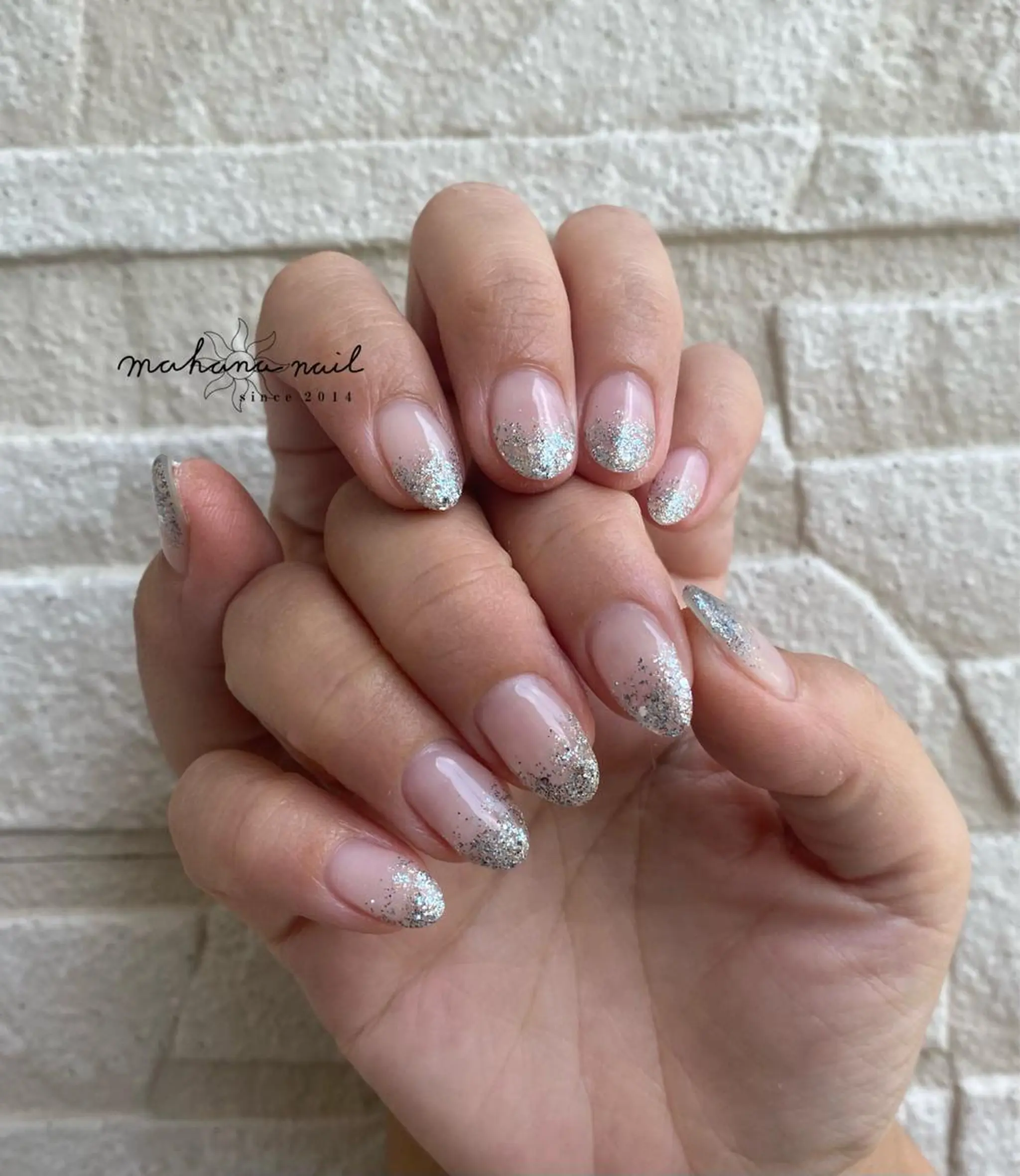 ネイル クリアネイル グラデーション ラメ(グリッター) ラメグラデーション mahana nailのネイルデザイン
