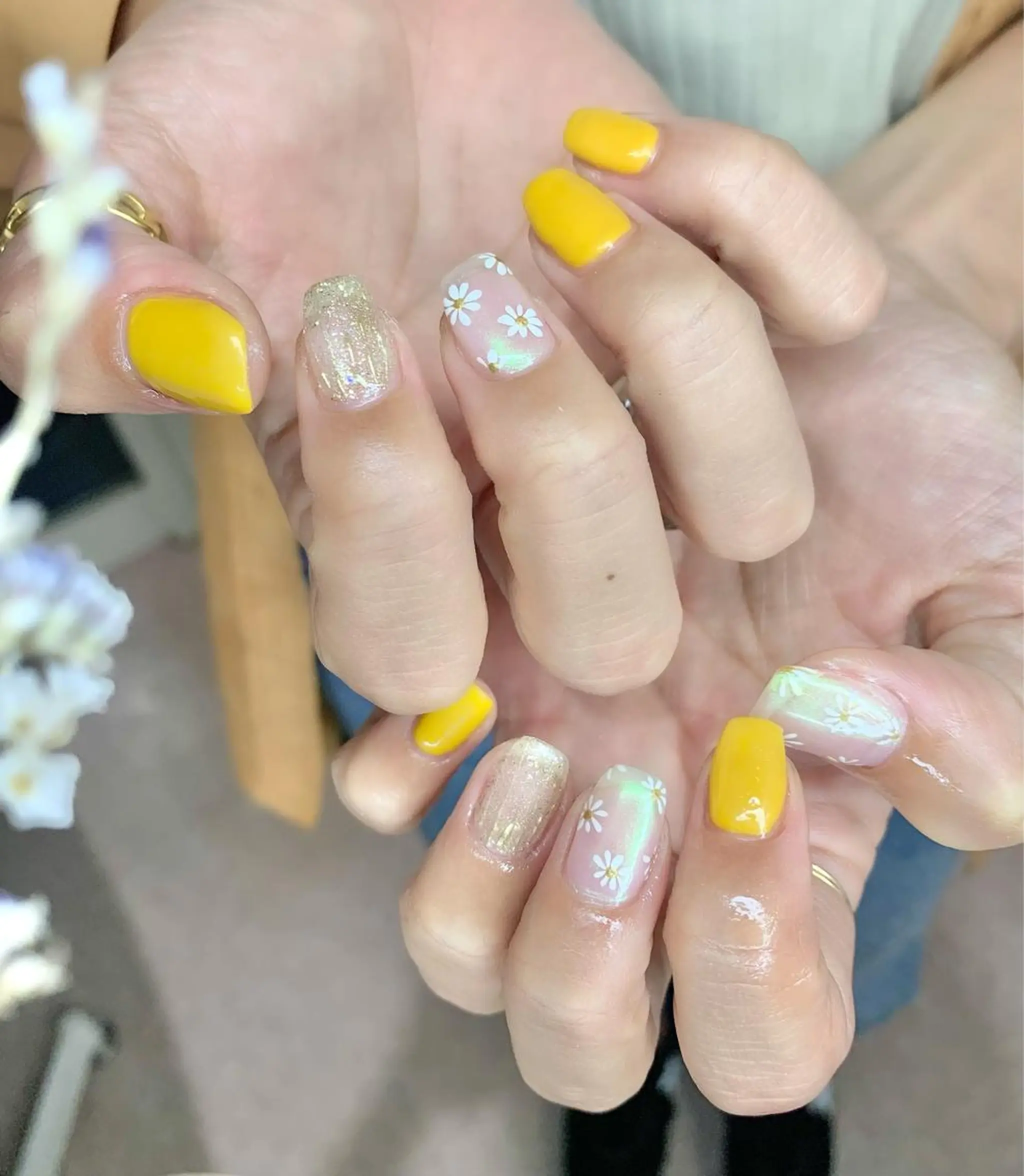 ネイル オーロラネイル フラワーネイル ラメ(グリッター) ミラーネイル ハンドネイル Nail Salon　Ｋのネイルデザイン