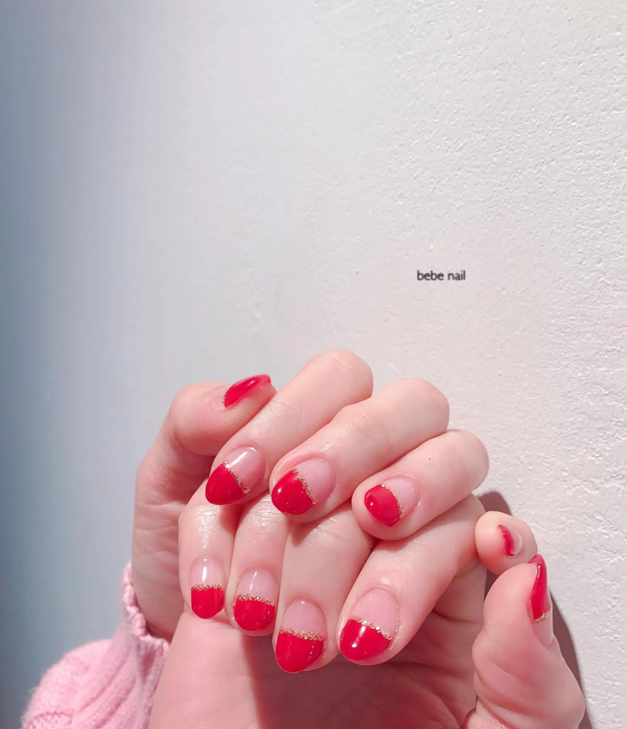 ネイル ジェルネイル パラジェル 赤色 シンプルネイル Ann nailのネイルデザイン