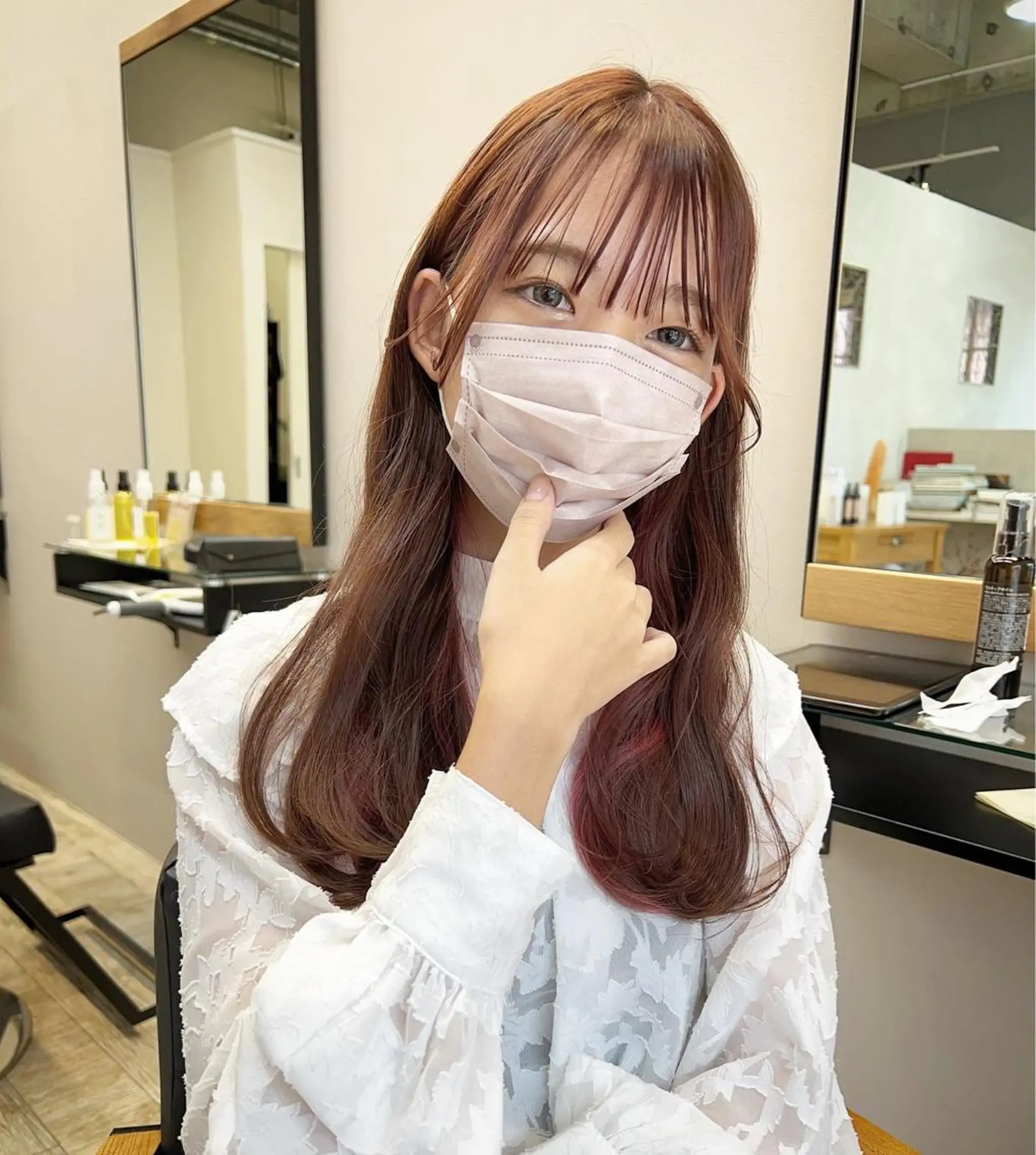 セミロング 顔周りカット 韓国風ヘア テトネ タカシのヘアスタイル