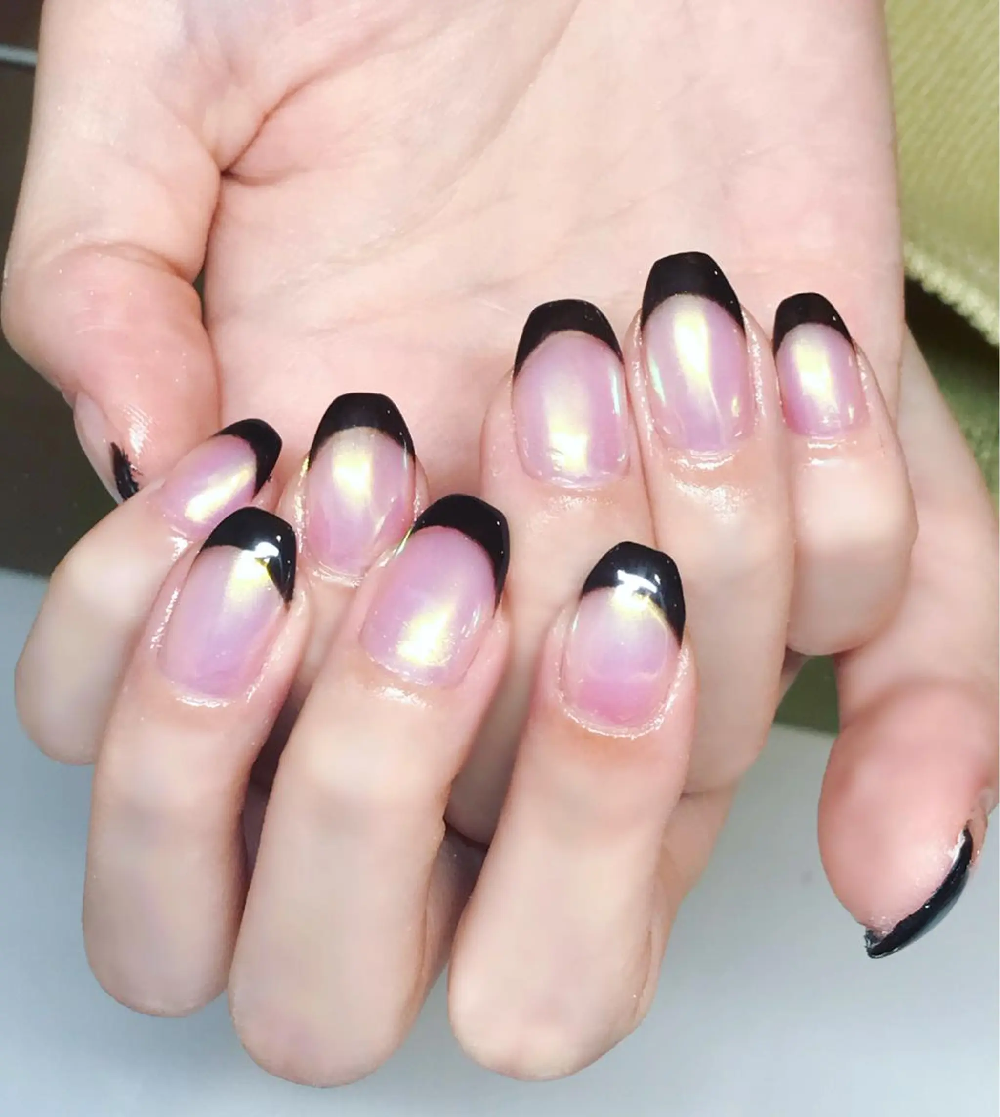 ネイル オーロラネイル フレンチネイル ジェルネイル 氷ネイル・うるうるネイル Nyanco Nailのネイルデザイン