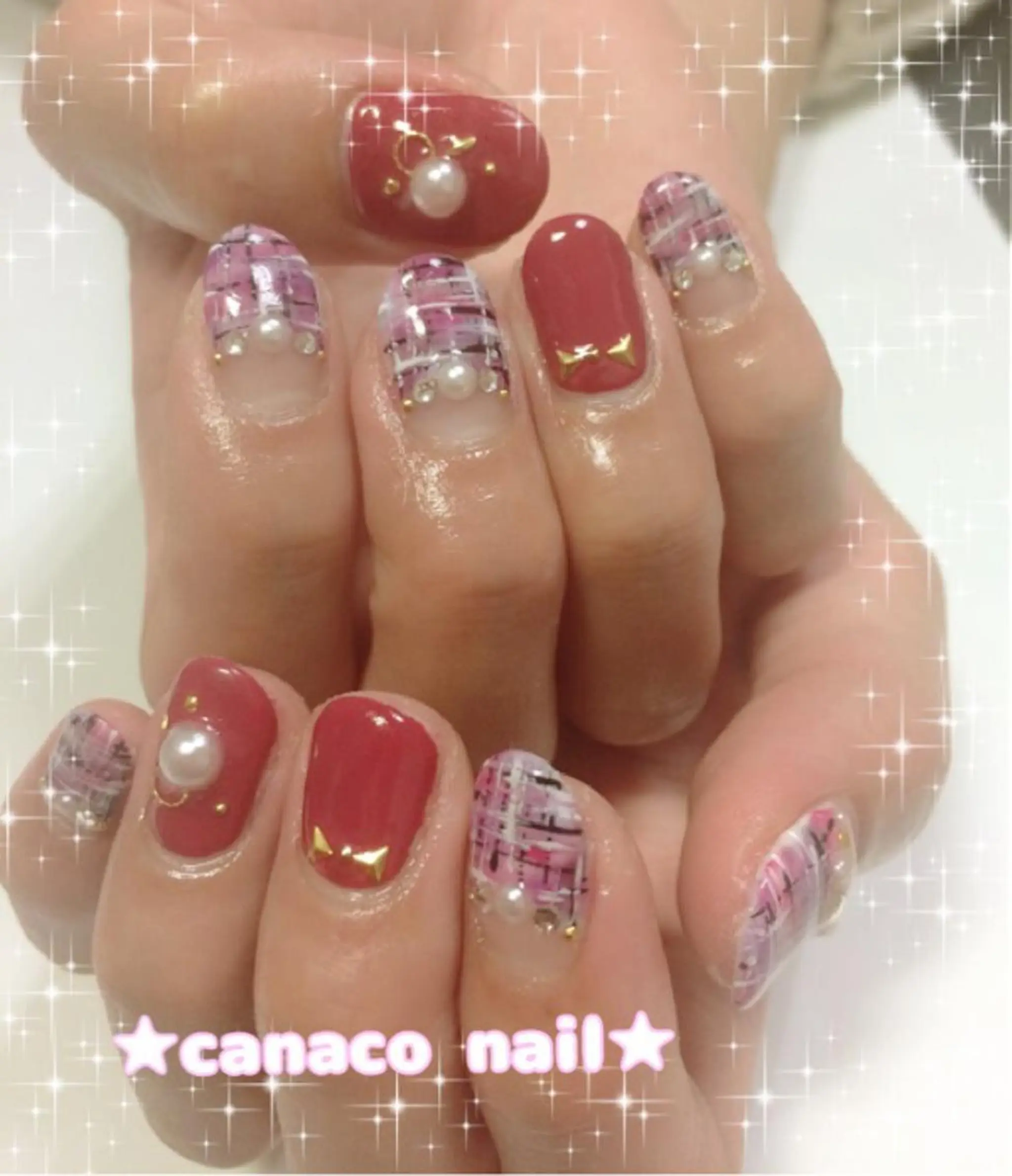 ネイル ストーンネイル ツイードネイル ハンドネイル ハンドケア ベテランネイル cnc  nailのネイルデザイン