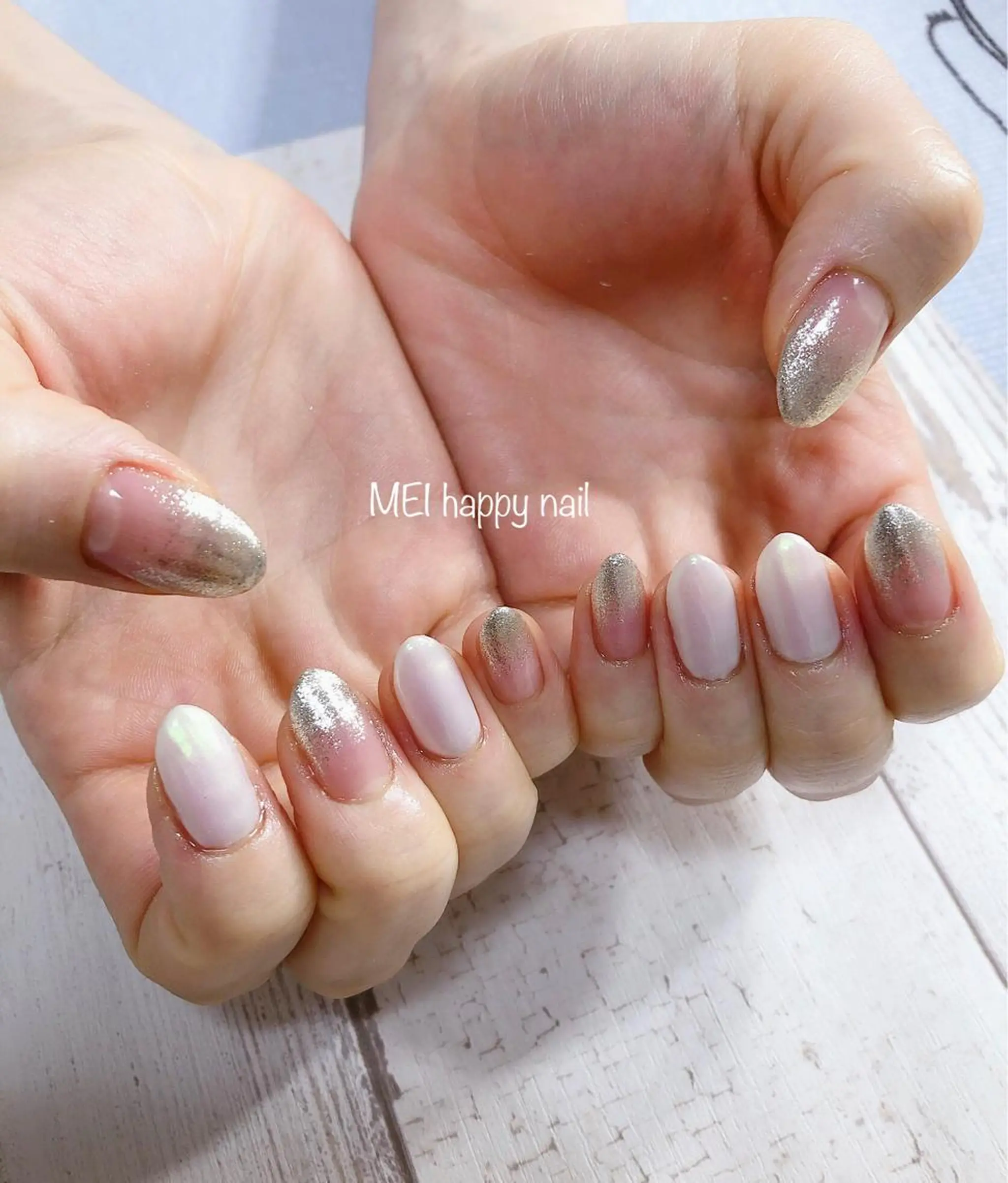 ネイル オーロラネイル 北浦和 自爪育成ケアのネイルデザイン