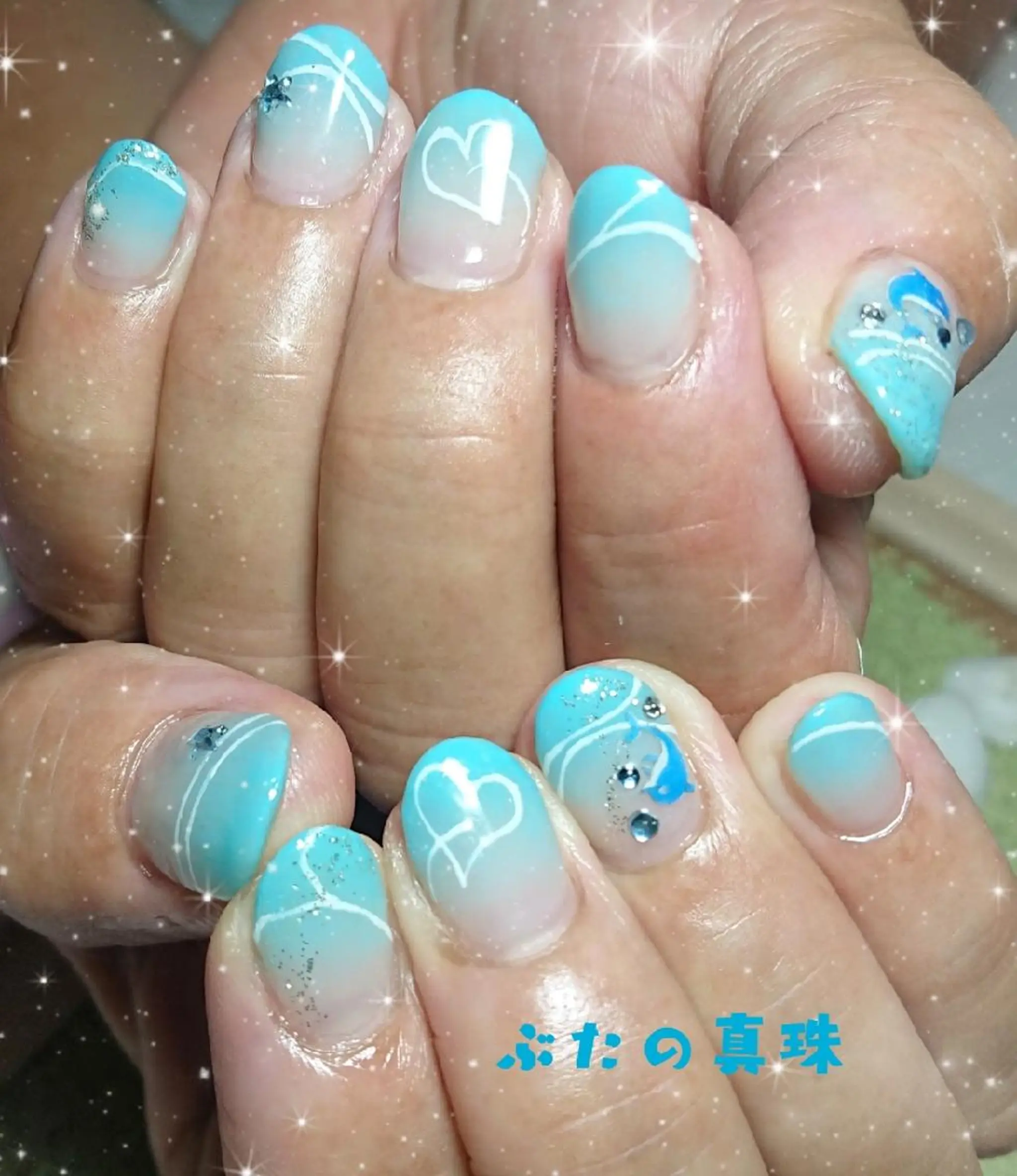 ネイル ブルー ハンドネイル 林 珠里のネイルデザイン