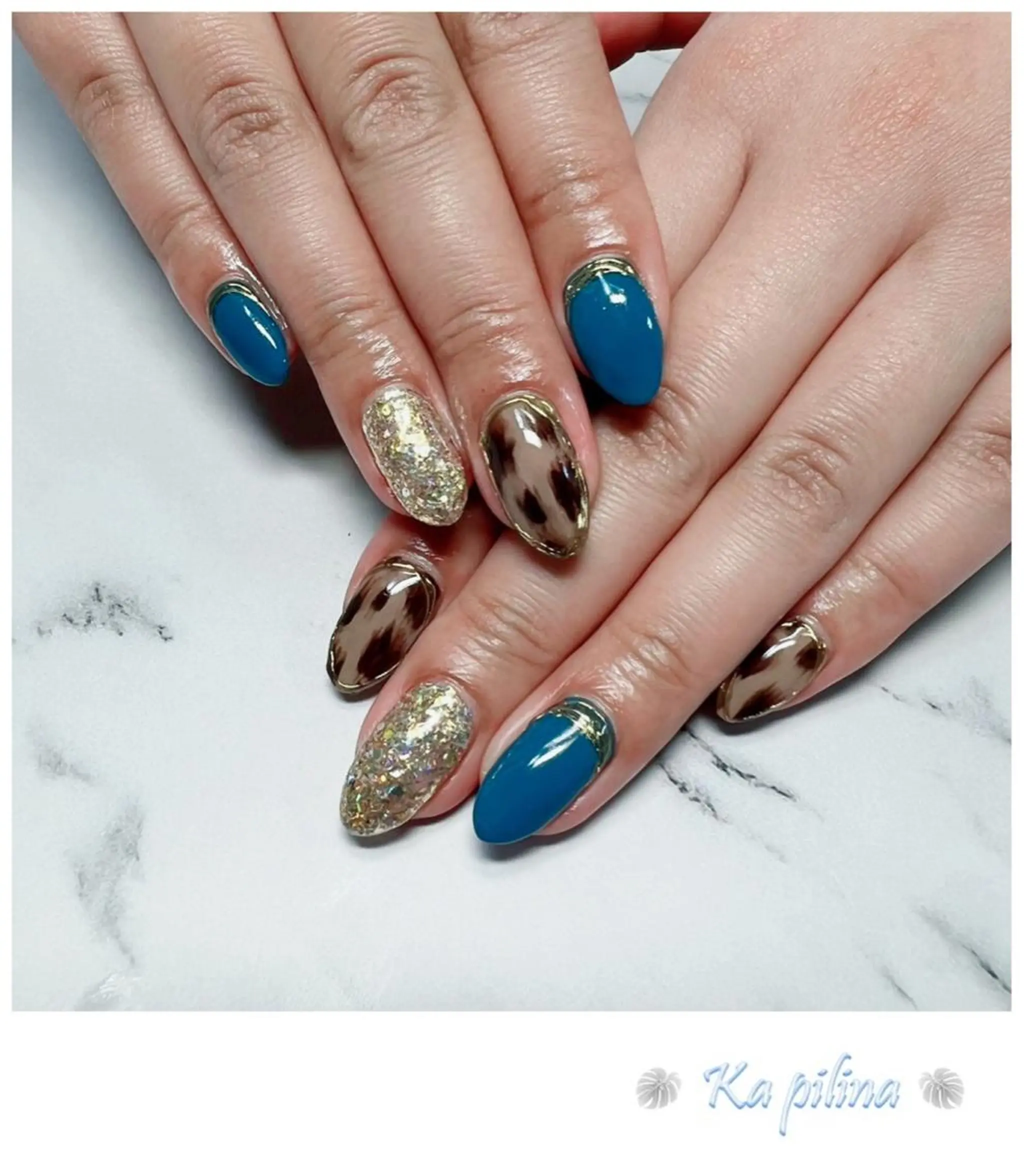 ネイル アニマル柄 ミラーネイル 冬ネイル Nail salon Ka pilinaのネイルデザイン