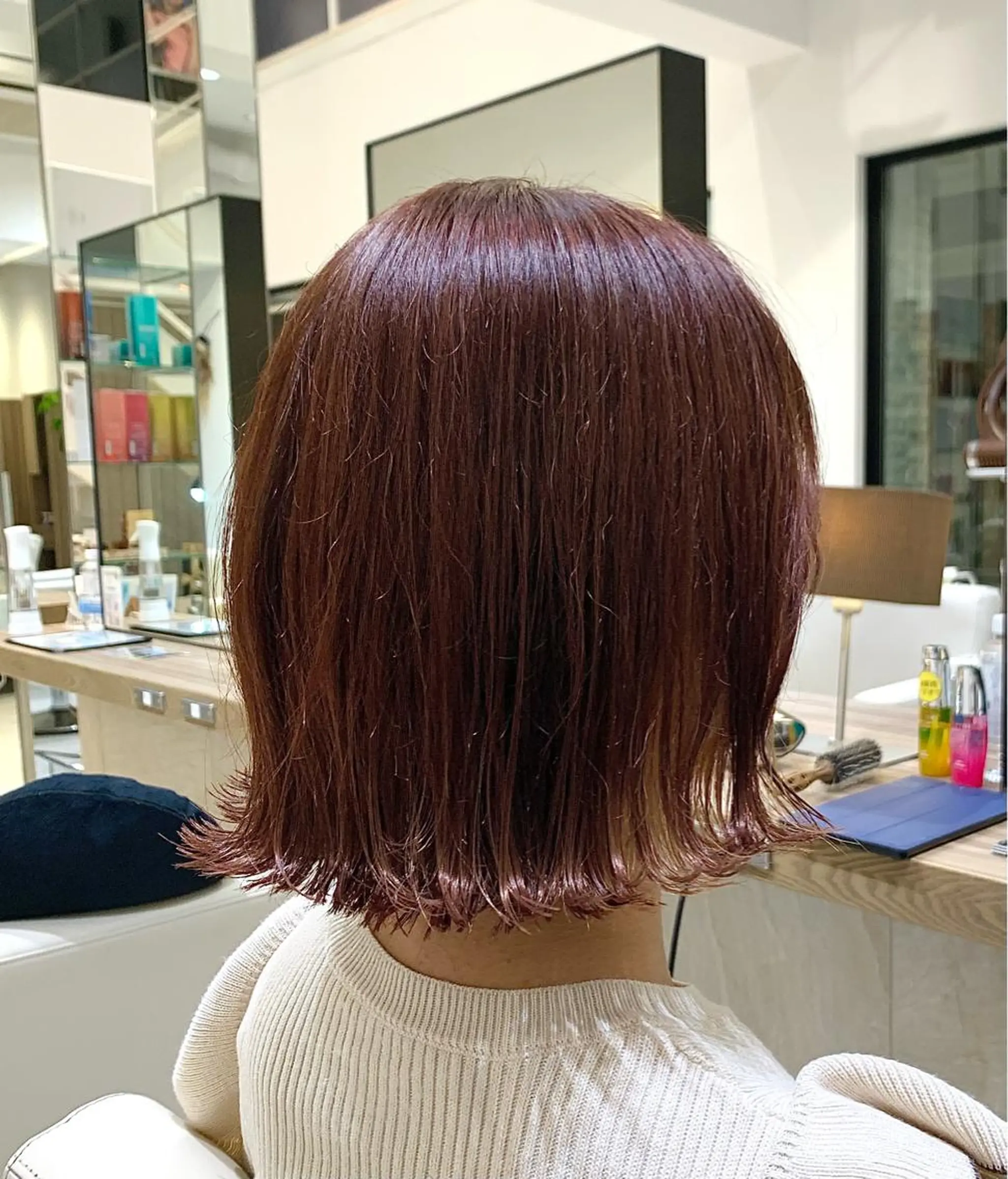 ミディアム ピンクブラウン 東 大介/骨格矯正カットのヘアスタイル