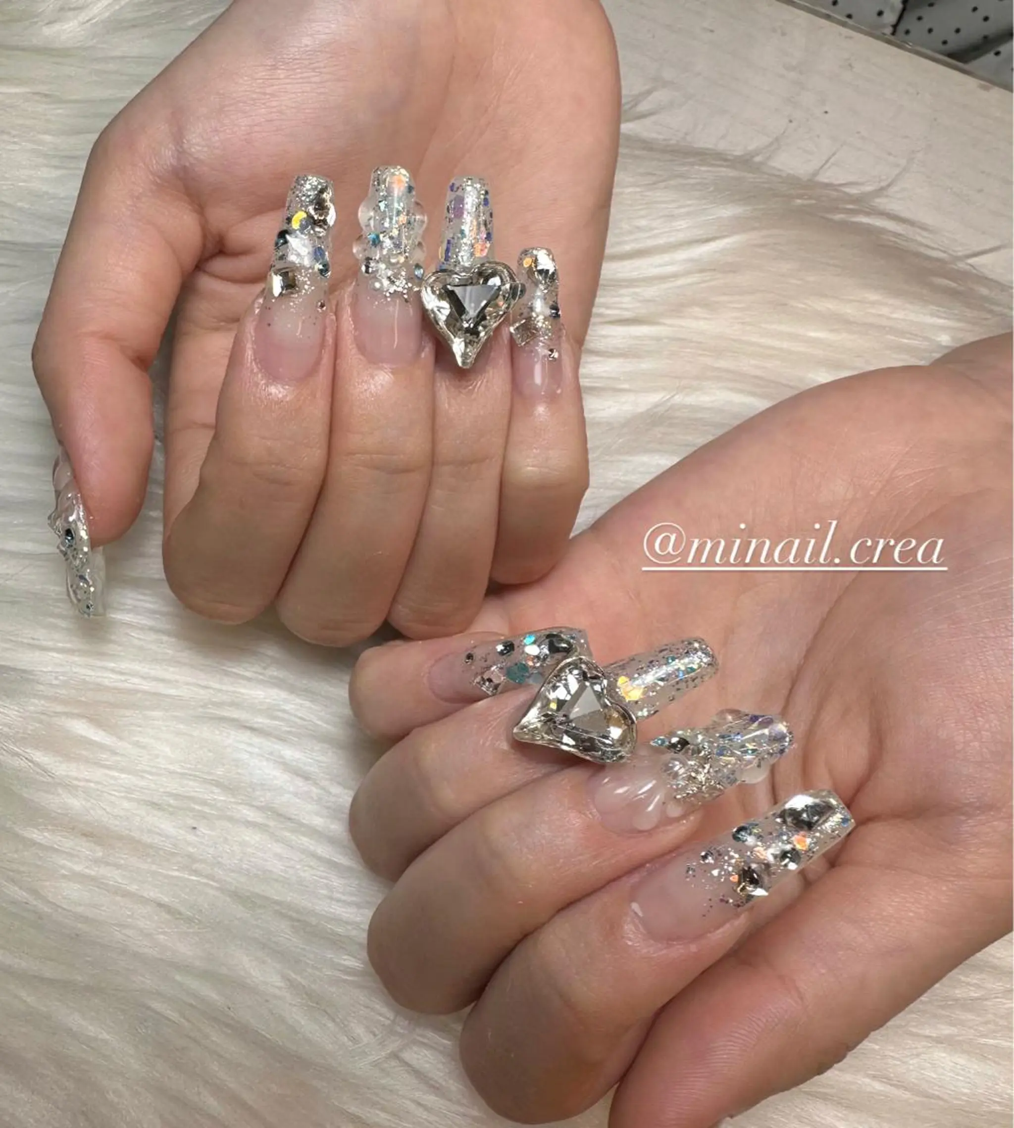 ネイル グラデーション キラキラネイル ラメ(グリッター) ラメグラデーション ロングネイル ハンドネイル CRéA　-private nailsalon-所属・CReA nailのネイルデザイン