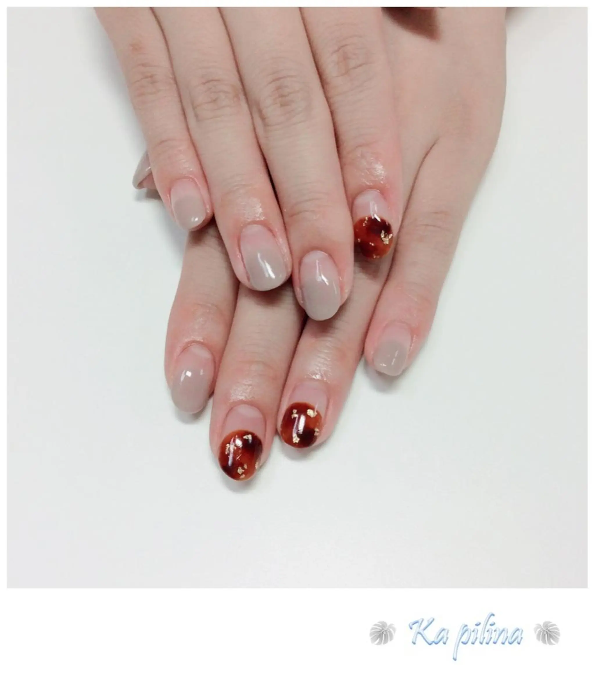 ネイル べっ甲ネイル フレンチネイル Nail salon Ka pilinaのネイルデザイン