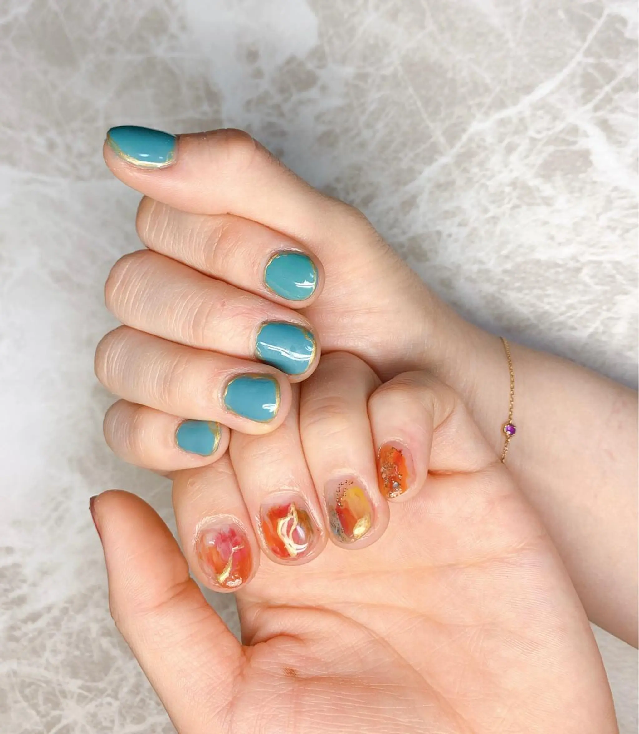 ネイル ブルー 大理石ネイル(マーブル) 痩身/脱毛/ネイル HARUKAのエステ・リラクイメージ