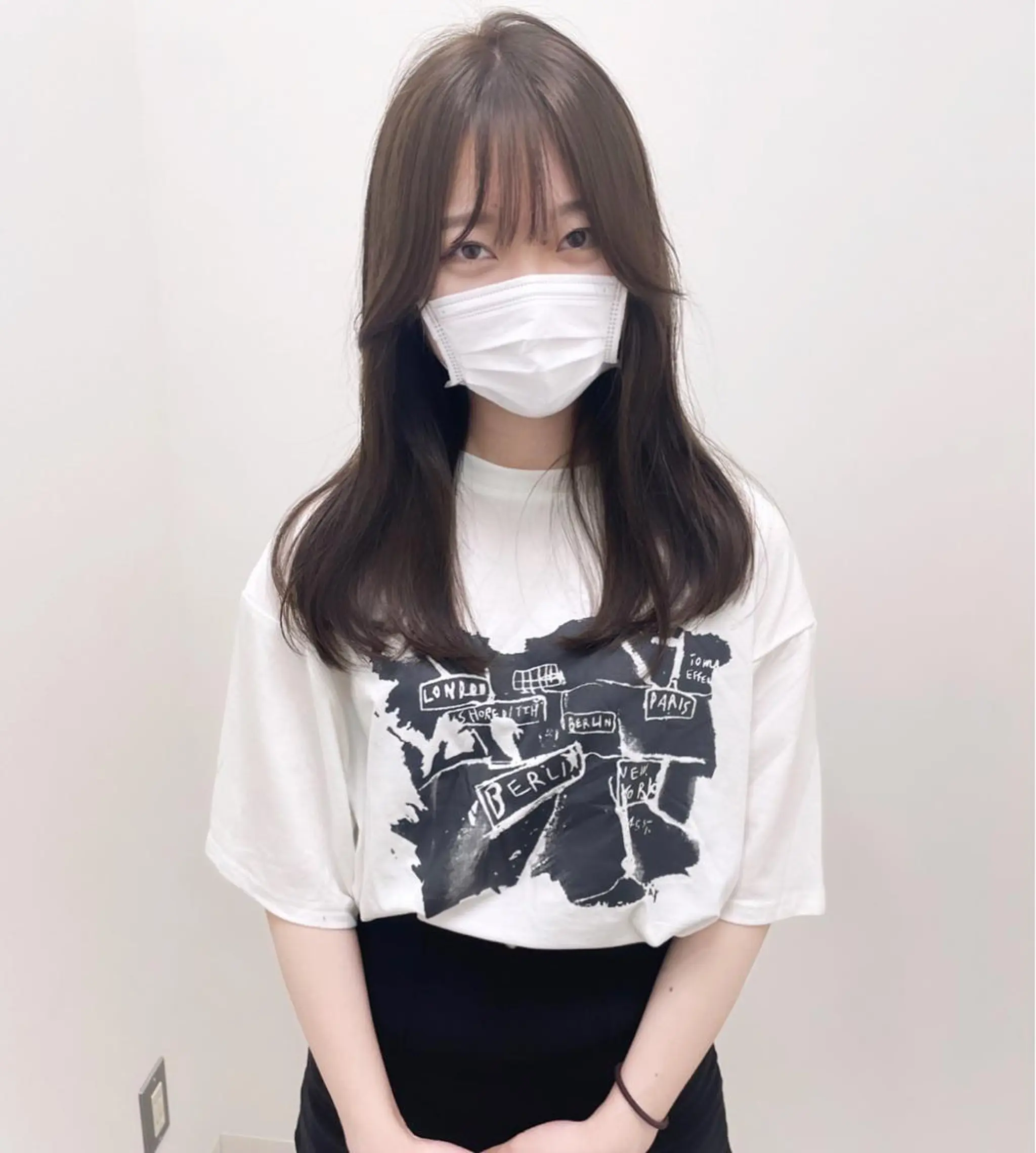 ミディアム rina／ベージュ ワンホン/韓国ヘアのヘアスタイル