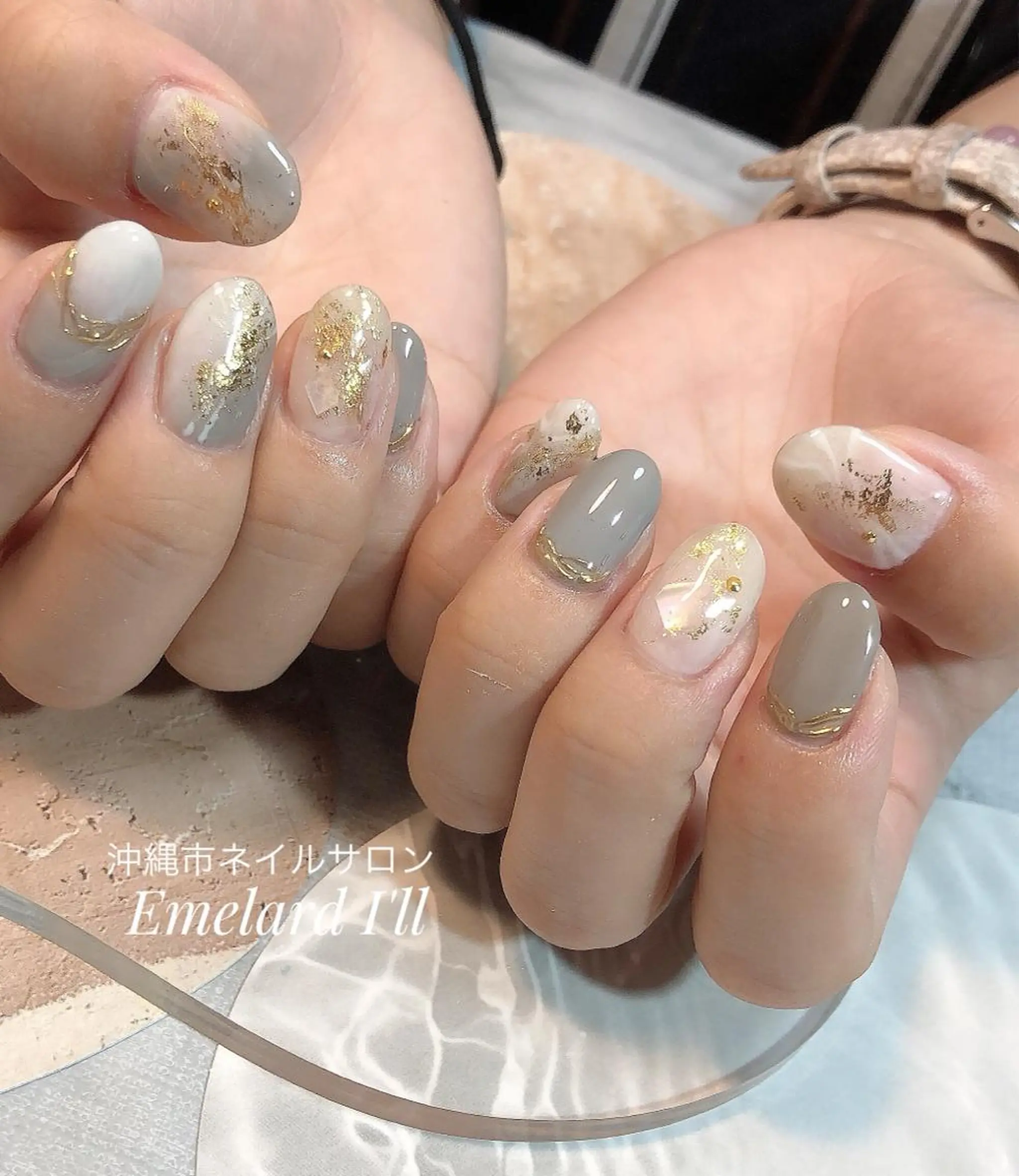 ネイル 大理石ネイル(マーブル) ハンドネイル ハンドケア 沖縄市ネイルサロン エメラルドアイルのネイルデザイン