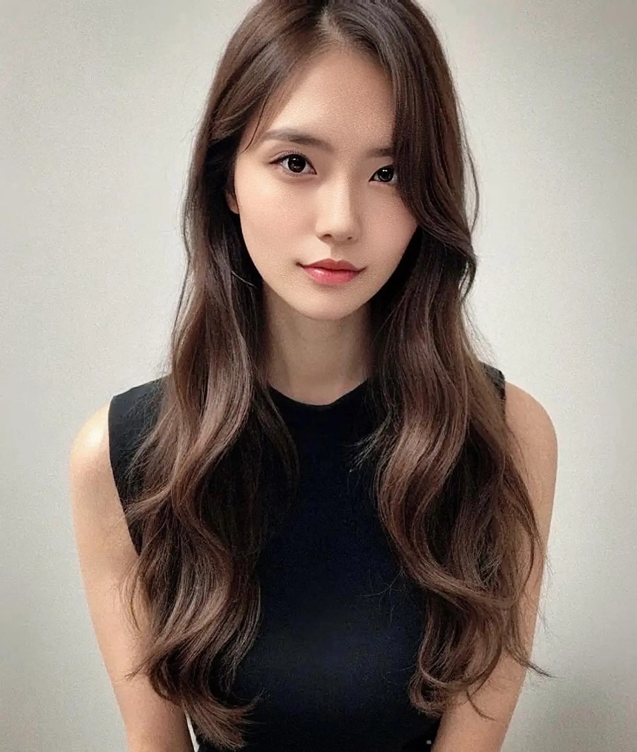 ロング カラー パーマ ブラウンカラー レイヤーカット ロング 小顔カット さく/髪質改善× 縮毛矯正/町田のヘアスタイル