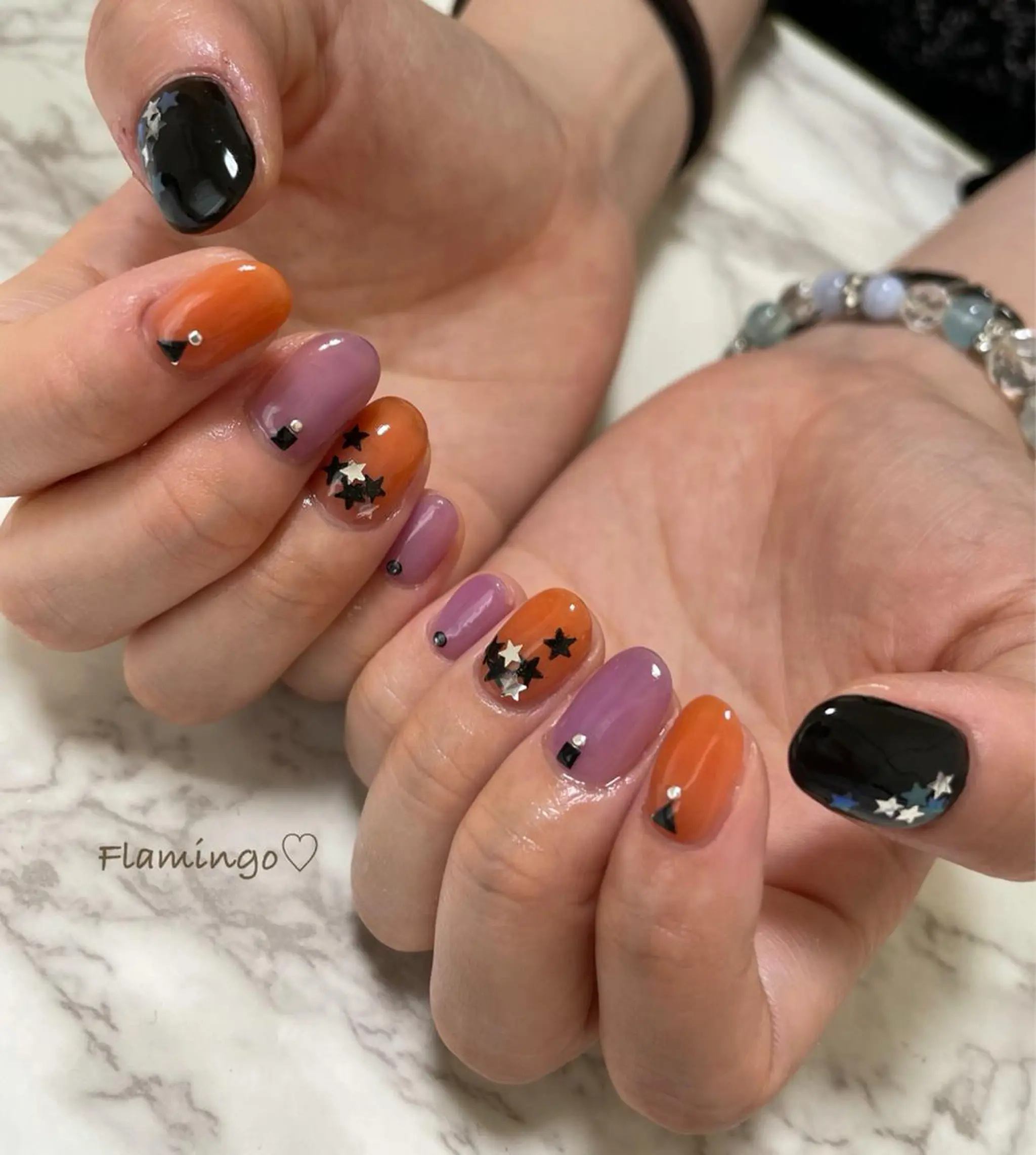 ネイル ジェルネイル ハロウィン ワンカラーネイル フィルイン／自爪育成 ／爪に優しい施術のネイルデザイン