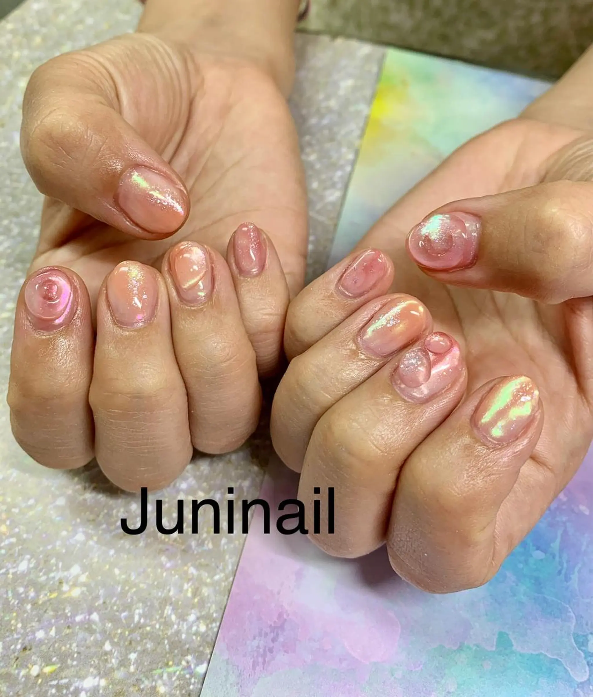 ネイル オーロラネイル クリアネイル フラッシュネイル フレンチネイル 氷ネイル・うるうるネイル ハンドネイル ハンドケア JuniNail 주니네일🇰🇷suのネイルデザイン