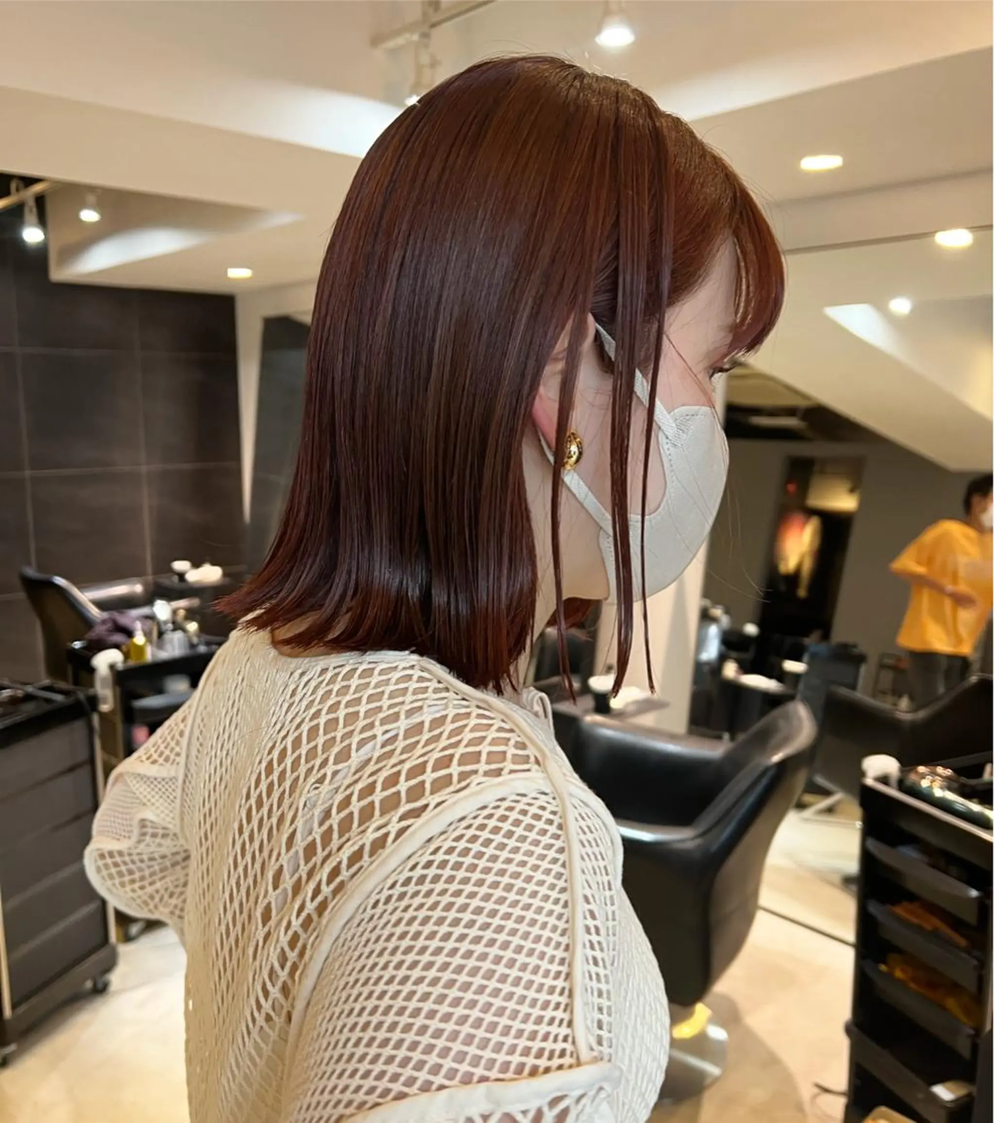 ミディアム カラー ブラウンカラー オレンジ オレンジブラウン トレンドと似合わせ/ マンツーマン/西上楓のヘアスタイル