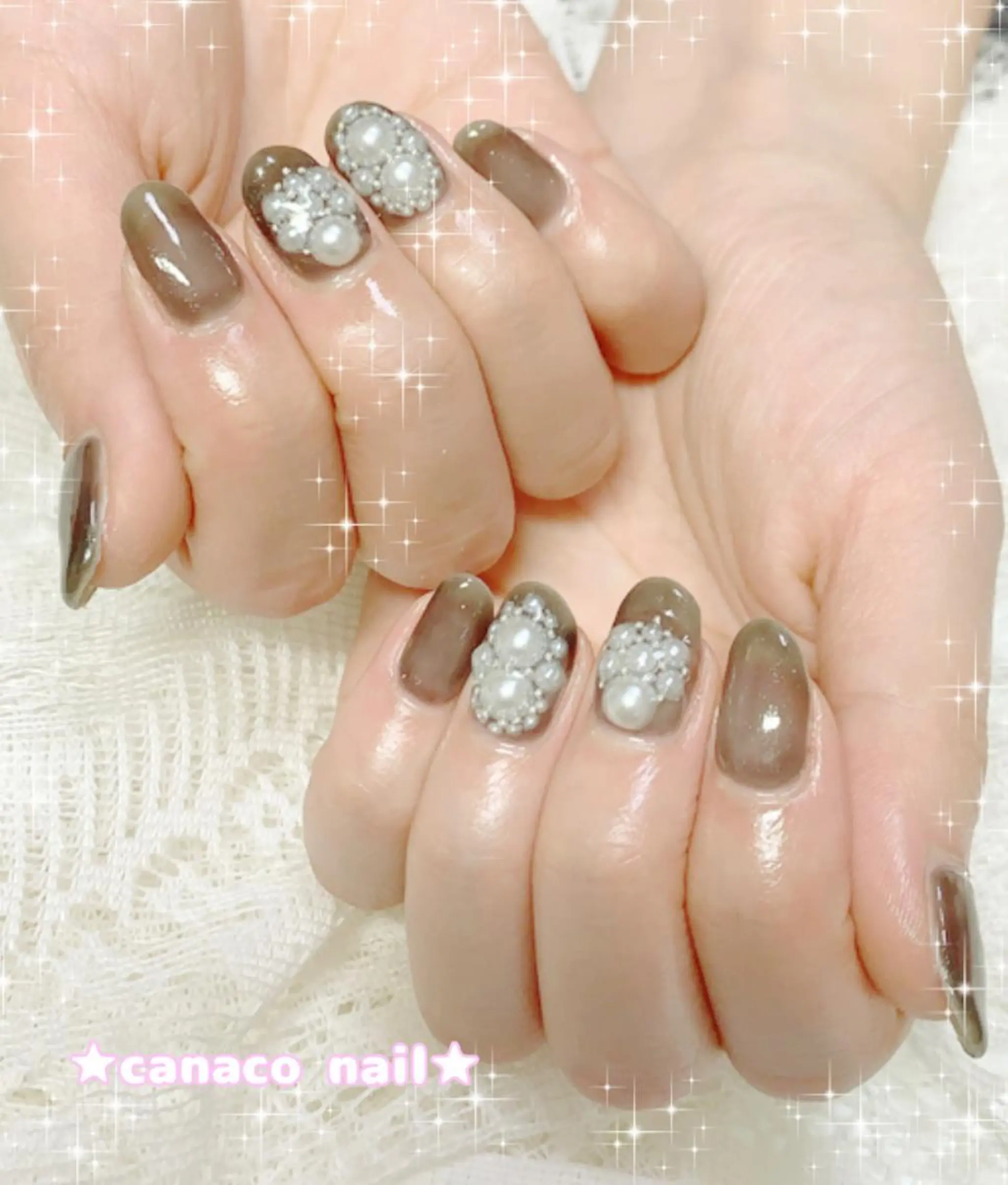 ネイル アートネイル ジェルネイル パラジェル ストーンネイル ハンドネイル ハンドケア Felice所属・ベテランネイル cnc  nailのネイルデザイン