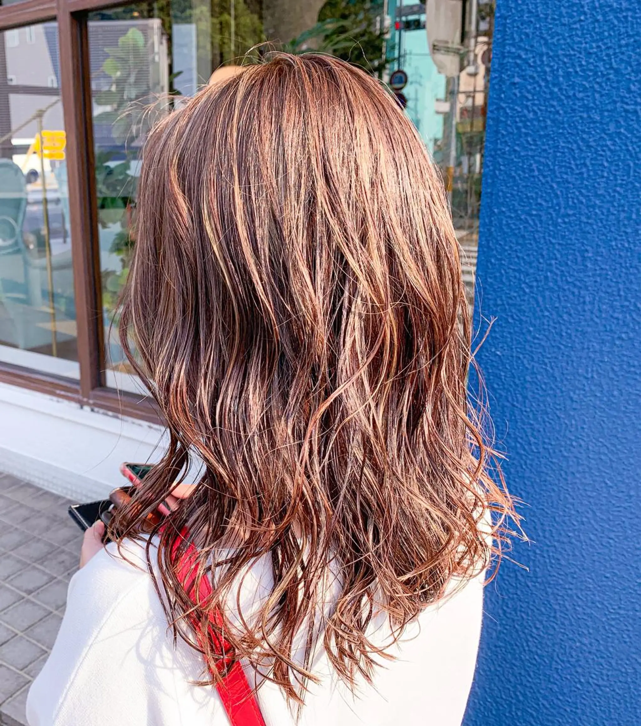 セミロング カラー ヘアアレンジ ハイライトカラー ハイライト メンズパーマ職人 加藤 弘貴のヘアスタイル