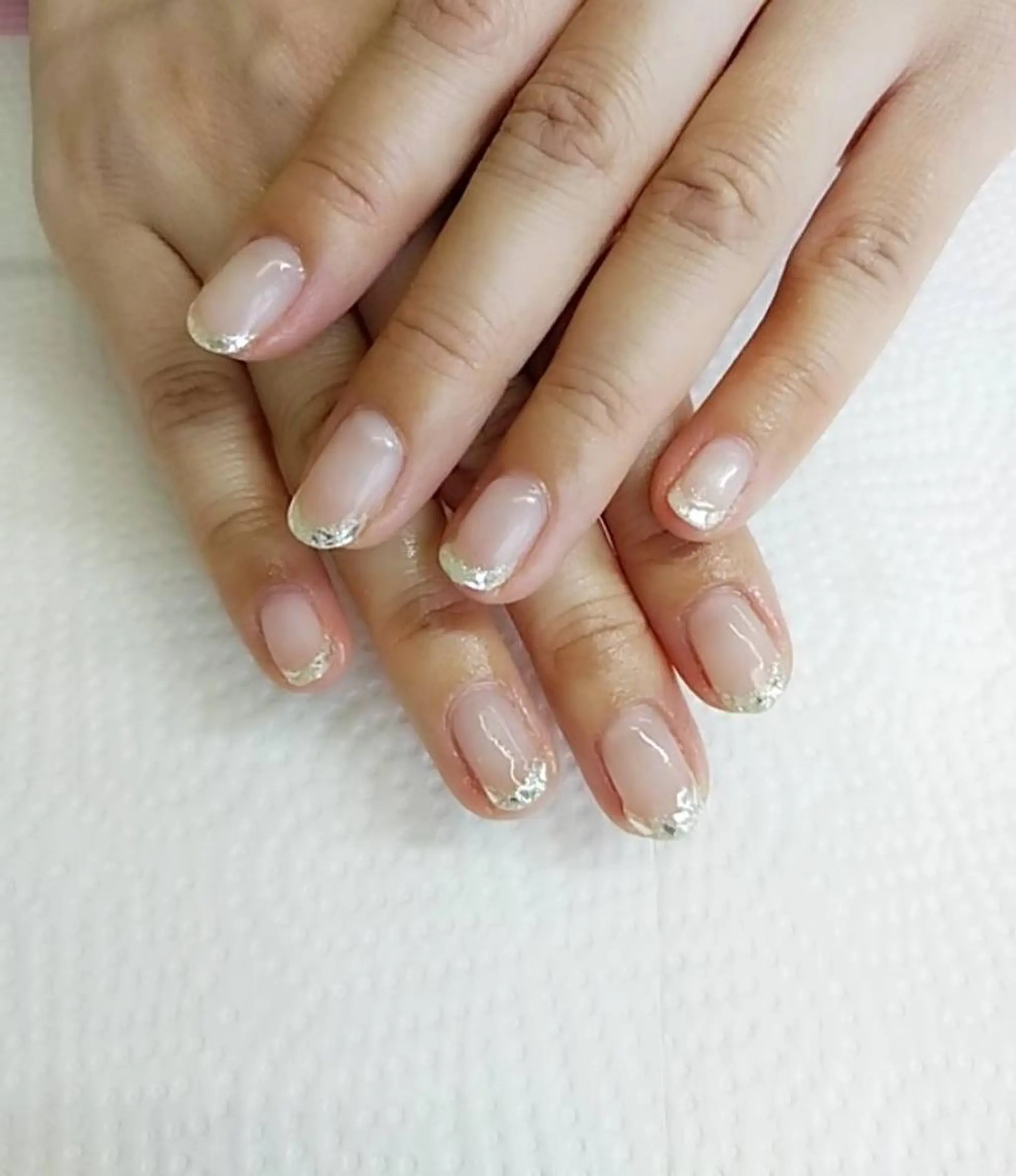 ネイル フレンチネイル ガラスフレンチ ハンドネイル ハンドケア プライベートサロン Rosy Lilyのネイルデザイン