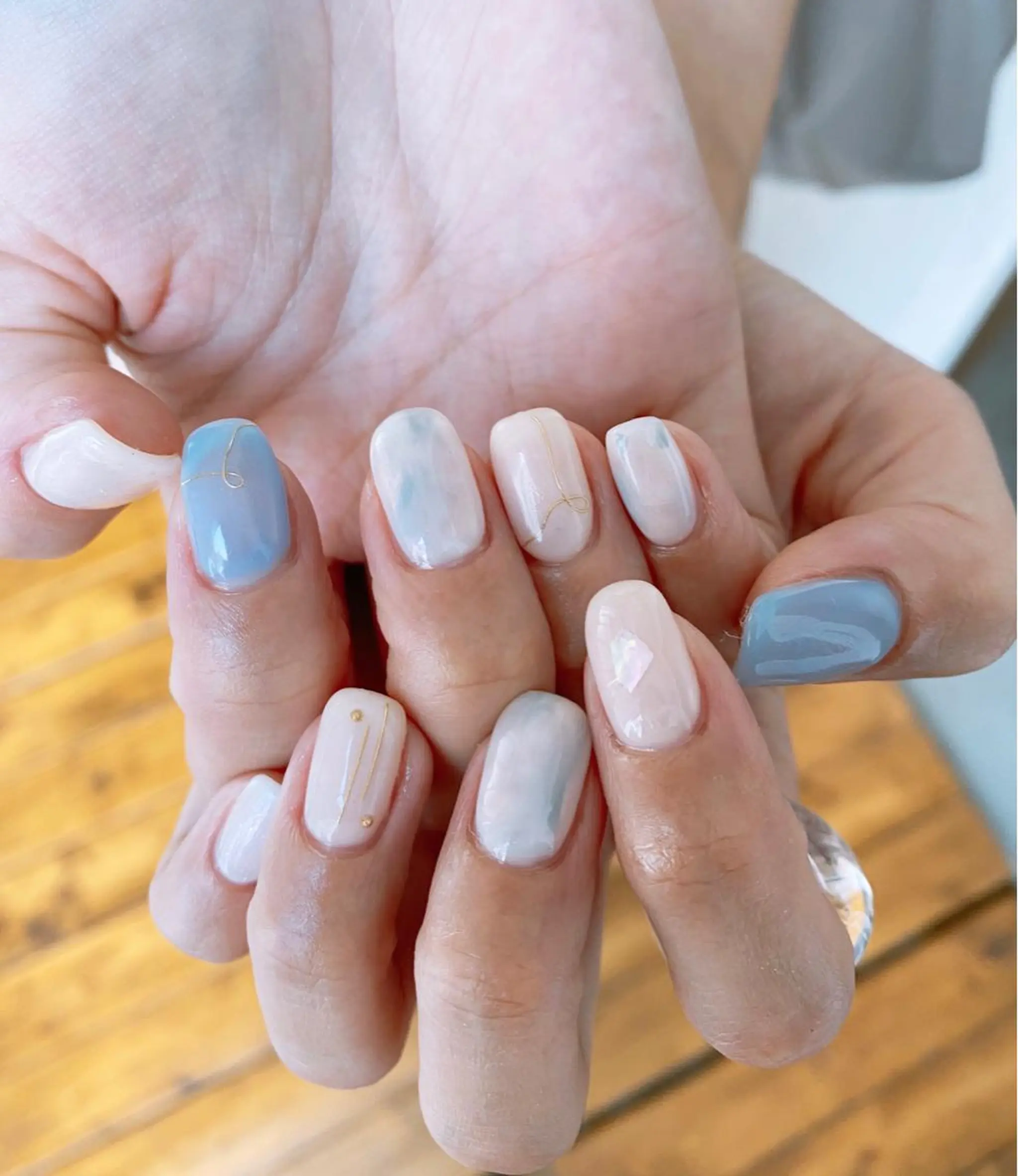ネイル ブルー yuminail所属・錦糸町 mi_nailのネイルデザイン