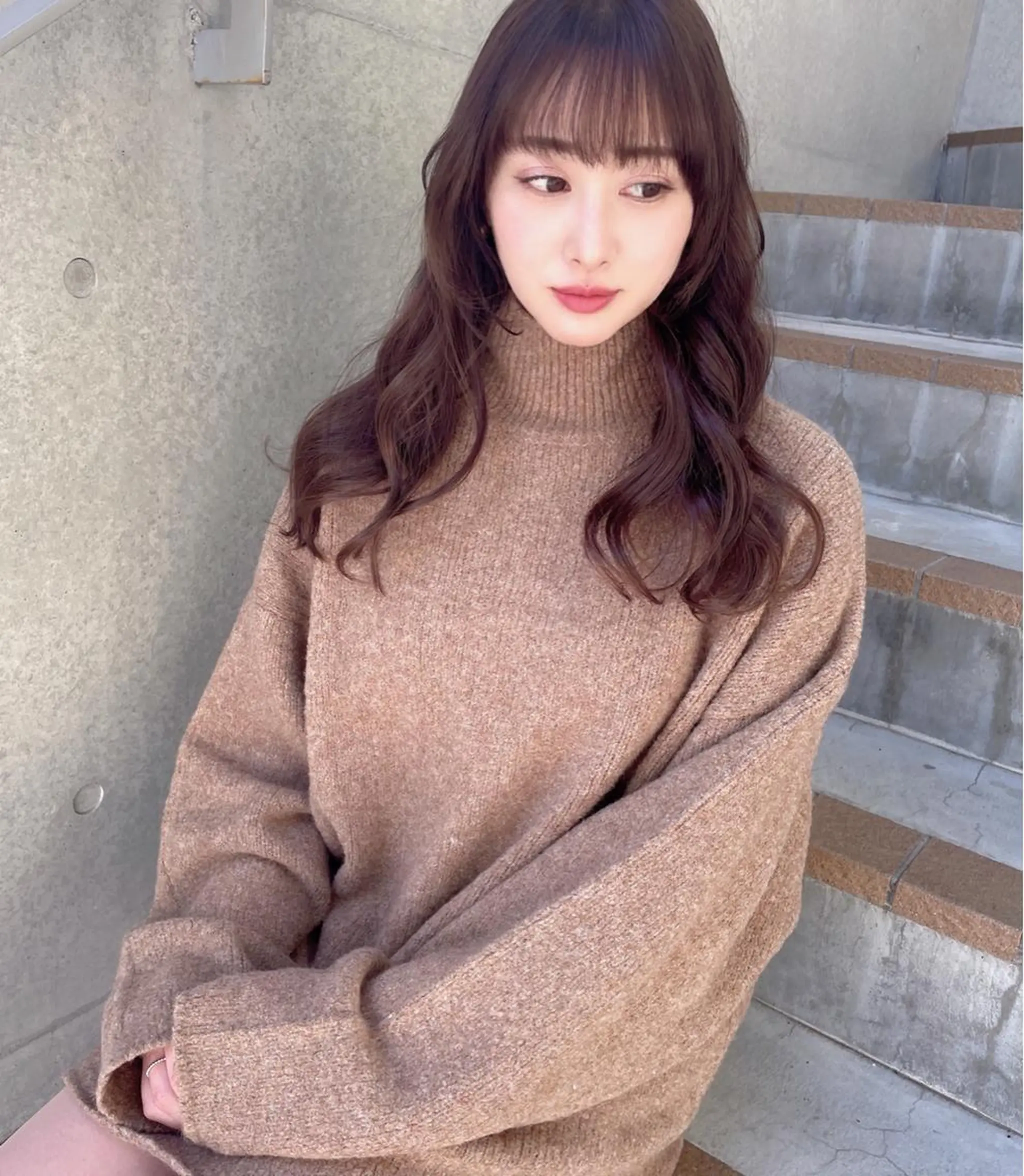 セミロング チョコレートブラウン ヨシンモリ 韓国風ヘア カット ヘアカラー トリートメント 透明感カラー×小 顔レイヤー♡ヒデさんのヘアスタイル