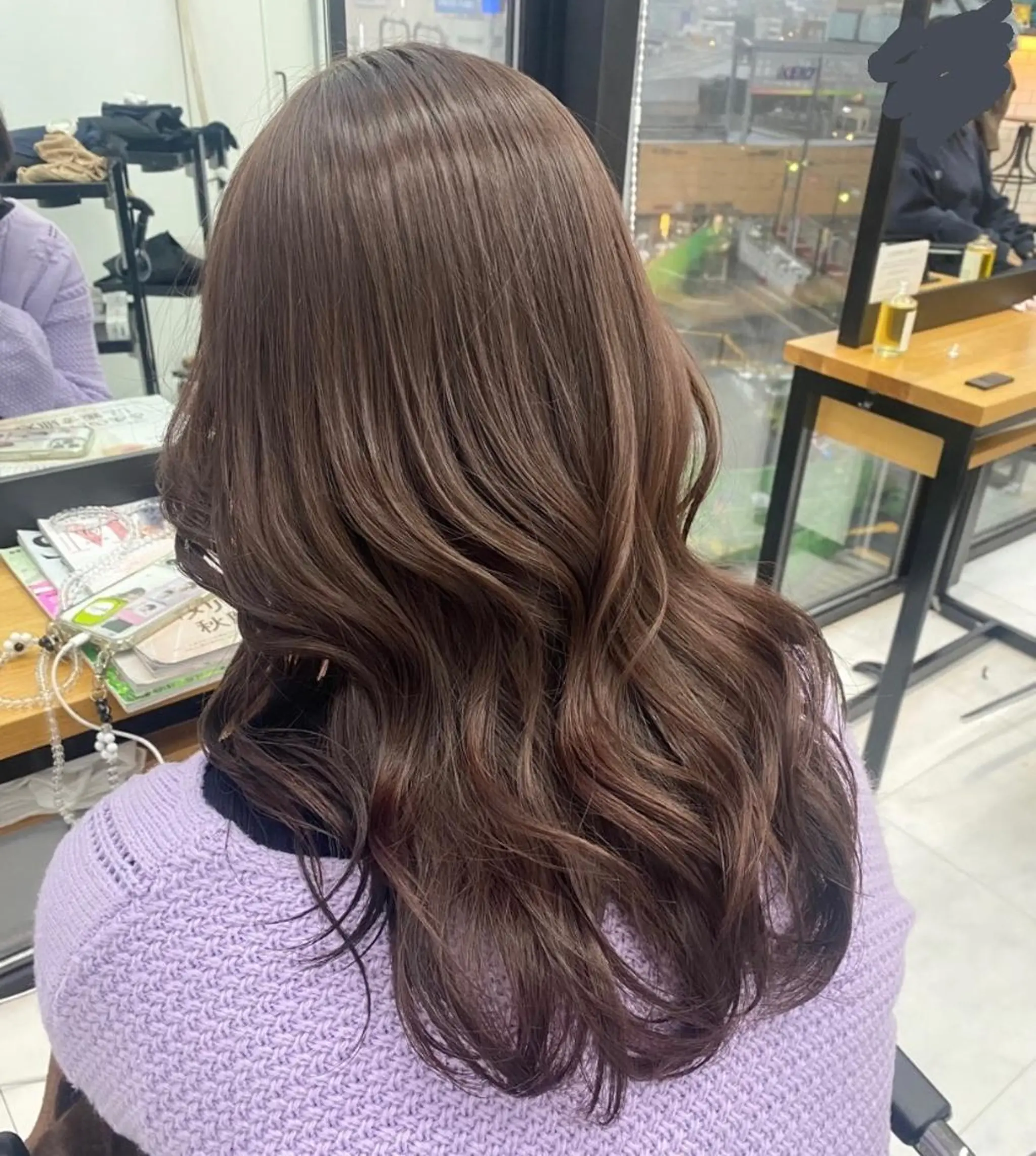 セミロング カラー ヘアカラー 韓国風レイヤーカット 🍒サンジキ アカリのヘアスタイル