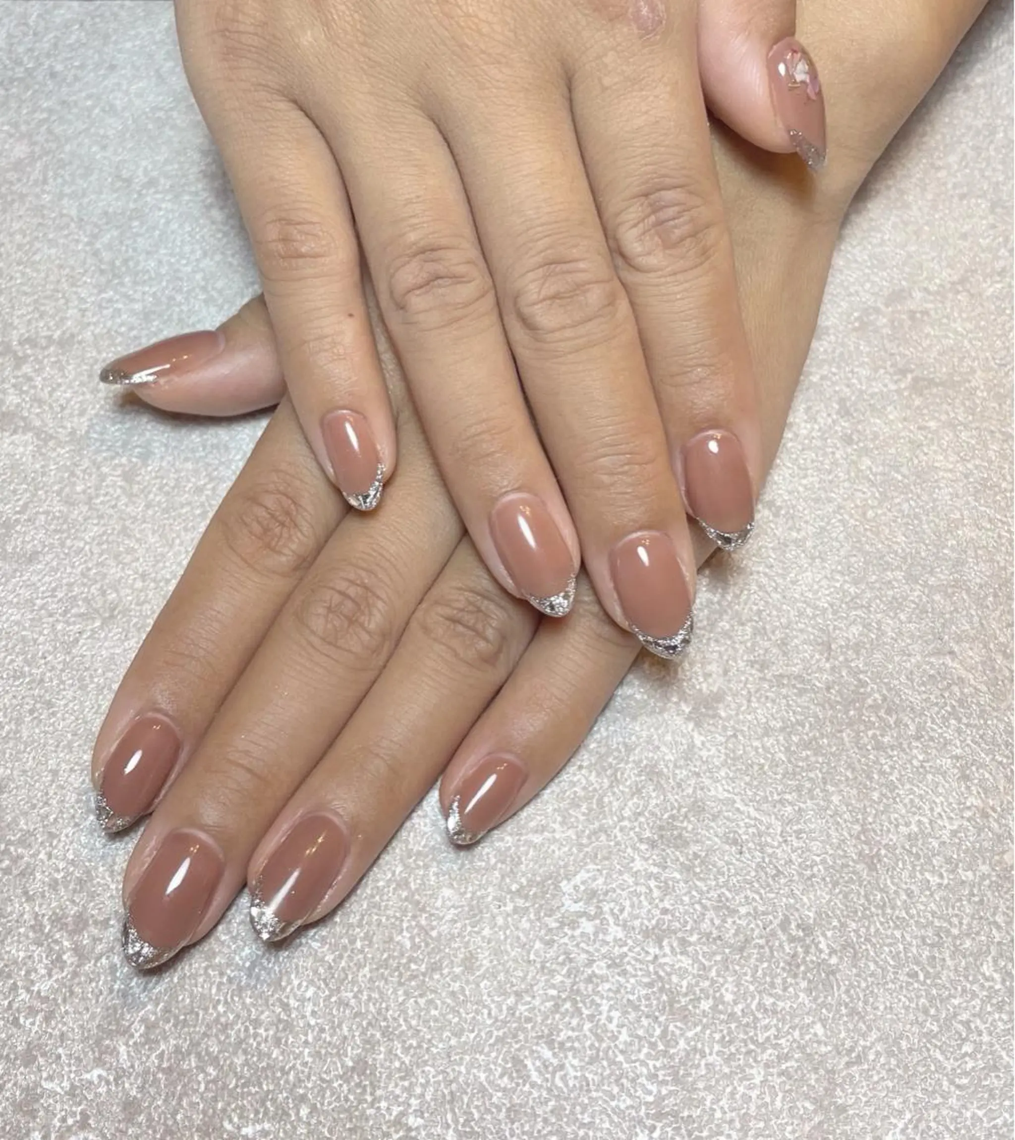 ネイル フレンチネイル ジェルネイル ガラスフレンチ オフィスネイル パラジェル BLANC.nail yuuのネイルデザイン