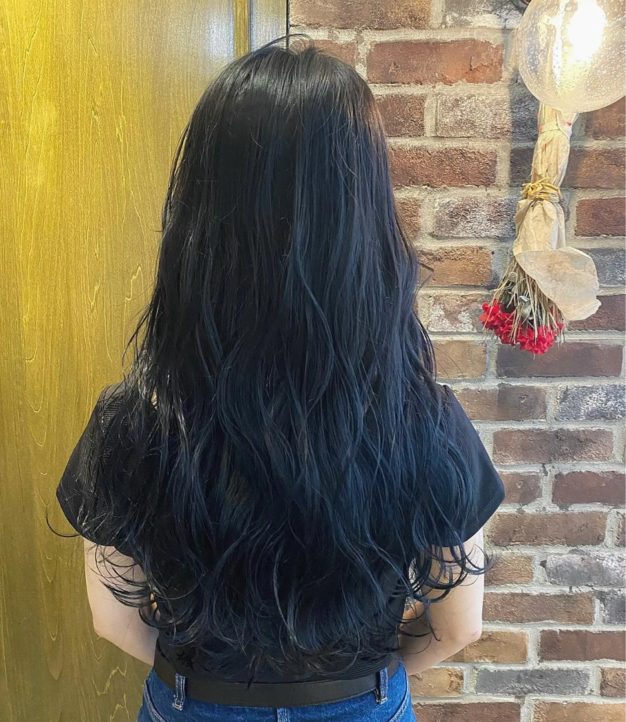 ロング カラー 黒髪 ブルーカラー ブルーブラック 🌿ガクト 🌿艶髪透明感のヘアスタイル